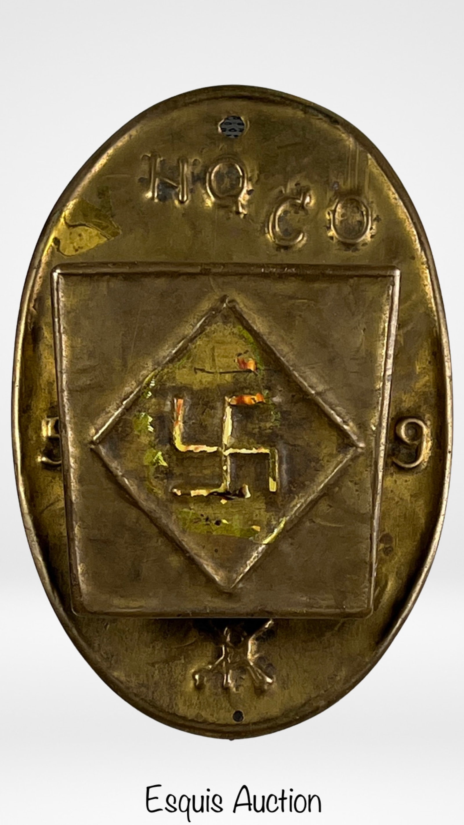 WWI Trench Art Wall Match Holder with Swastika: This WWI Trench Art Wall Match Holder is a fascinating historical artifact that offers a glimpse into the past. Created during the tumultuous period of World War I, it bears unique markings and inscri