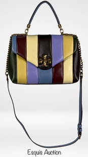 Tory Burch Kira Satchel Bag & Fleming Wallet: This lot includes a Tory Burch Kira Small Top Handle Satchel and a Tory Burch Fleming Wallet, both of which are new.The Tory Burch Kira Small Top Handle Satchel is a stylish and compact bag, measuring