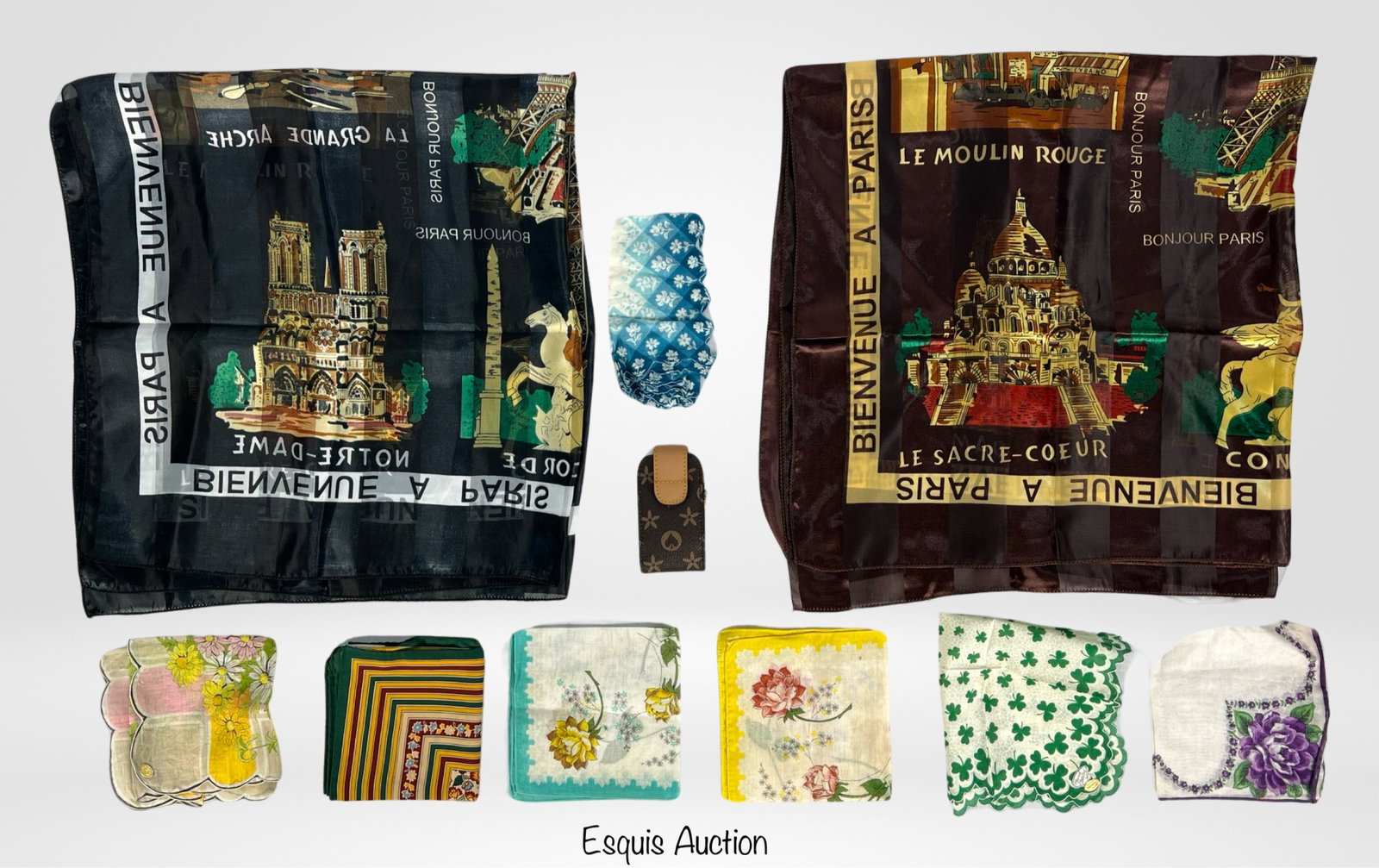 French Silk Scarves, Handkerchiefs & Monogram Case (1 of 7)