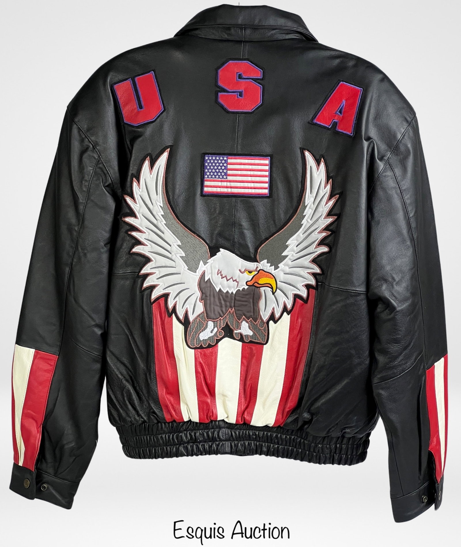 Diamond Plate USA Patriotic Leather Jacket Sz. XL (1 of 4)