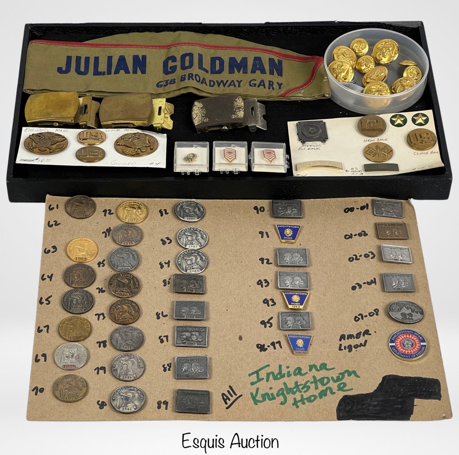 Military Insignia & Indiana Knighstown Home Pins (1 of 3)