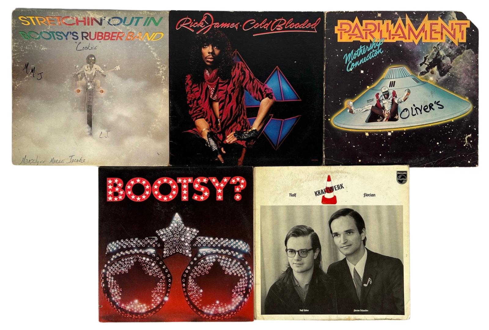 Vintage Iconic Funk Vinyl Records: Groove to the infectious rhythms of funk with this collection of iconic vinyl records. Featuring Bootsy's Rubber Band, the funkadelic tunes of Rick James, the Parliament's legendary funkadelia, and th