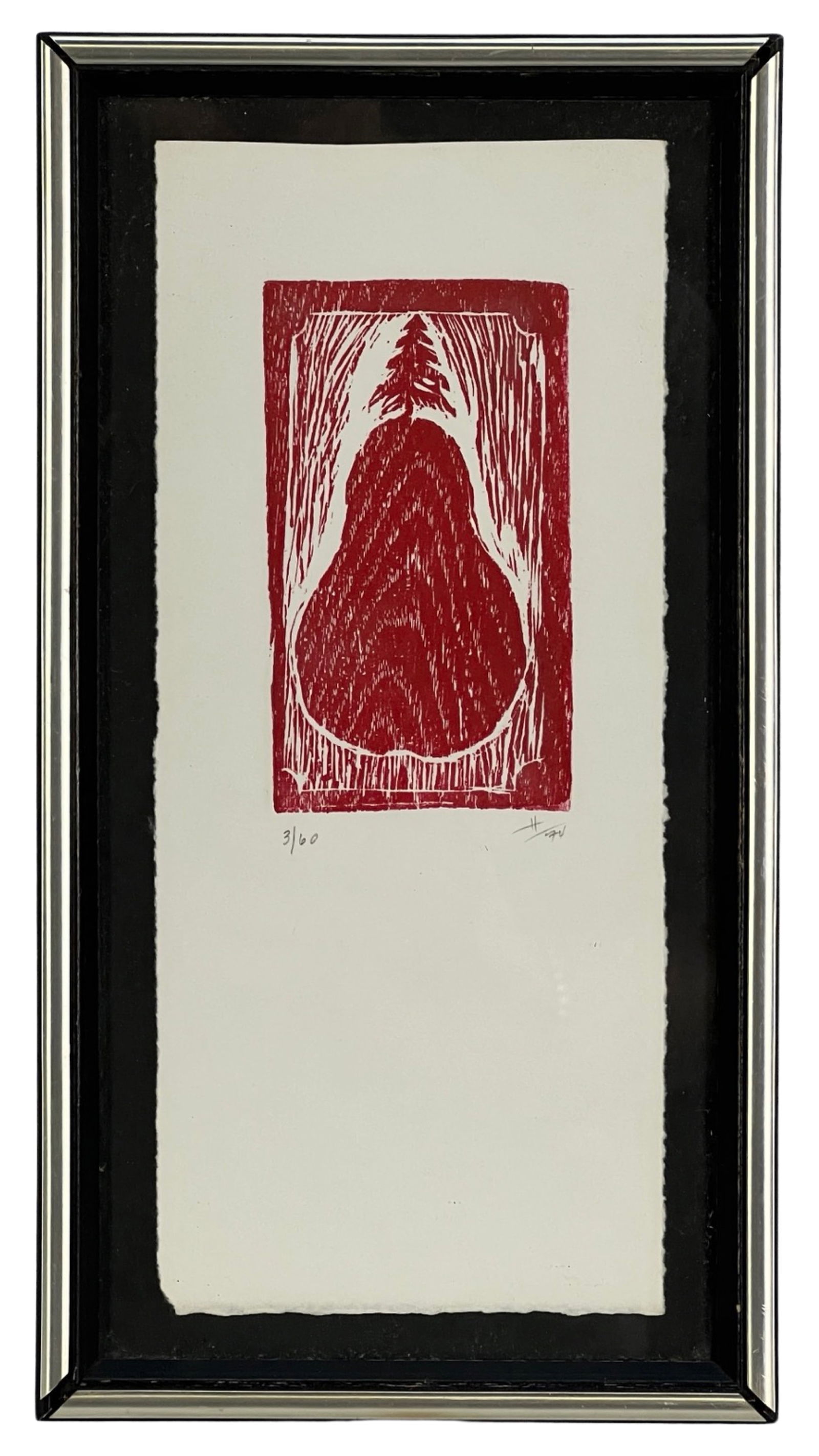 Joichi Hoshi Pear Tree in Red Signed LE Woodblock (1 of 3)