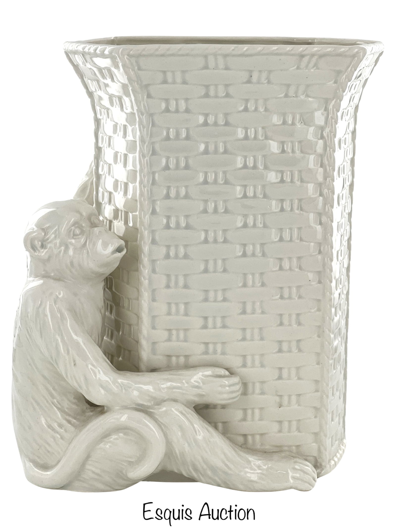 Vintage Fitz & Floyd White Monkey Porcelain Vase (1 of 5)