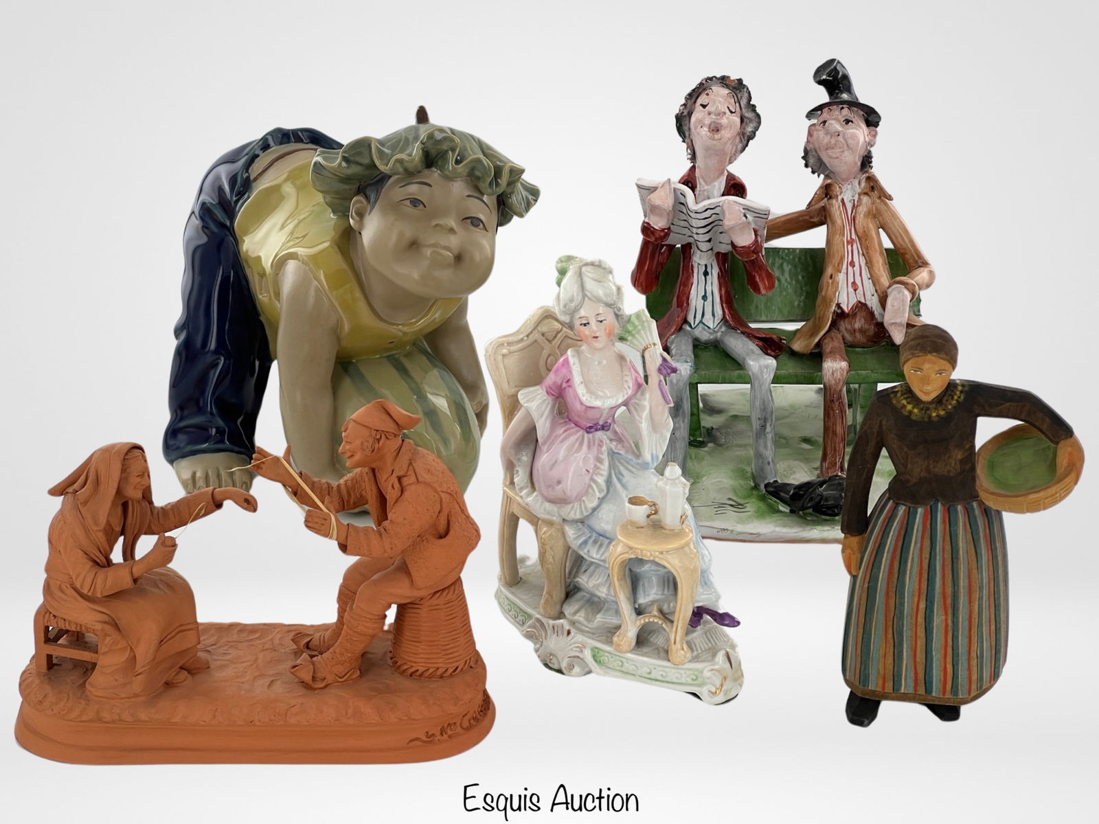 Assortment of Porcelain, Ceramic & Wood Figurines (1 of 7)