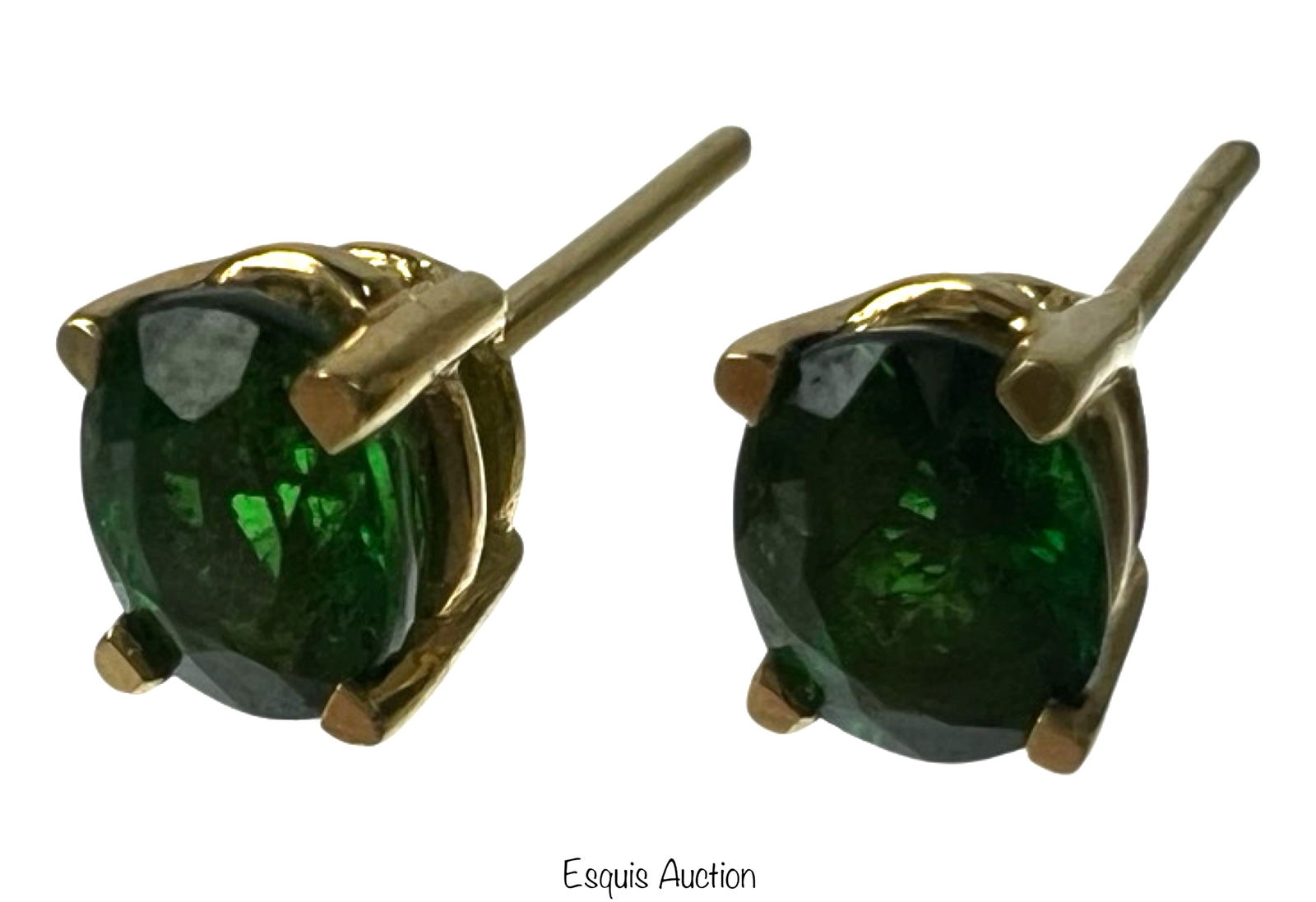 18k Gold Stud Earrings with Emerald Stones (1 of 4)