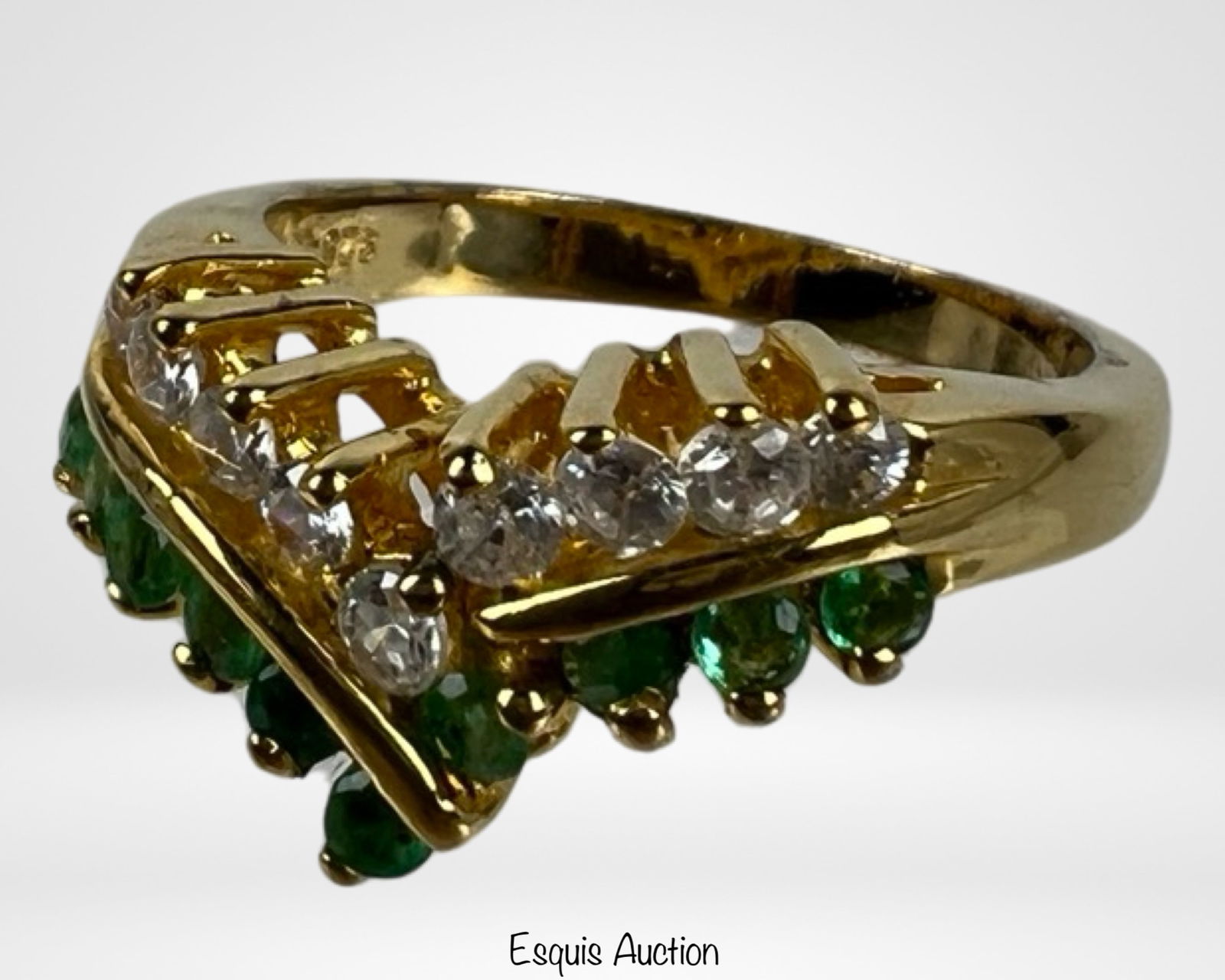 Lady's Sterling Silver Ring w/ Emeralds & Diamonds (1 of 6)