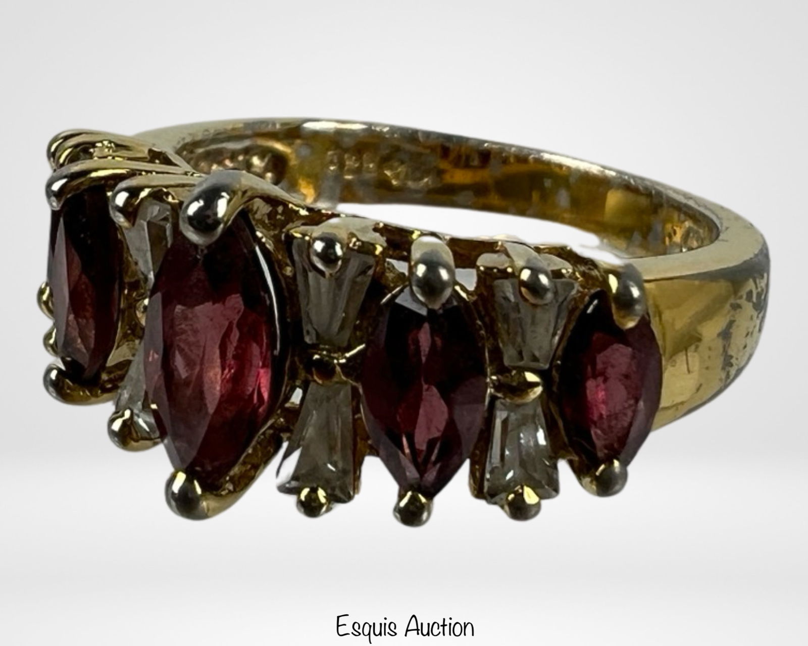 Lady's Sterling Silver Ring with Garnet & Crystals (1 of 5)