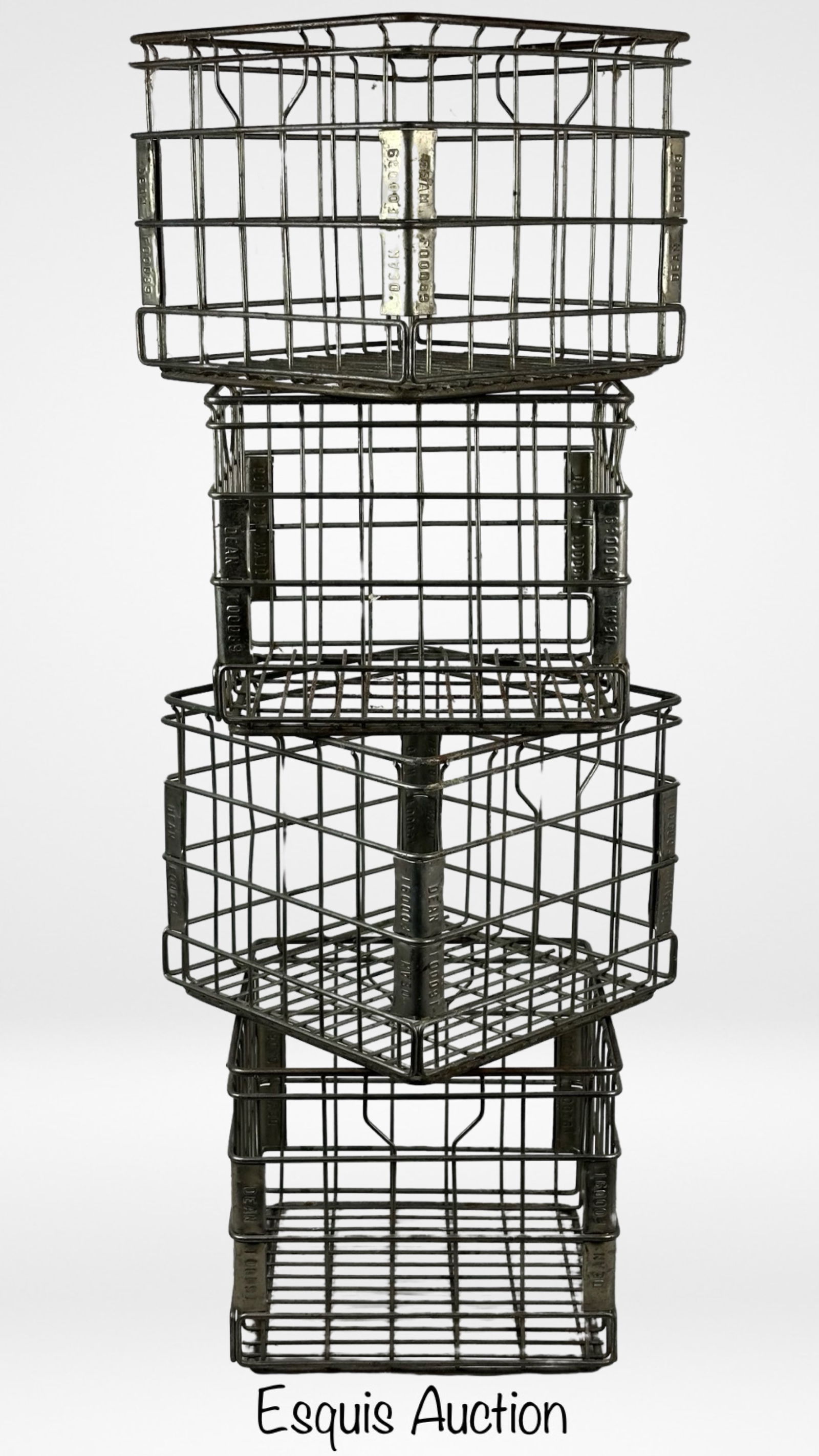 Set of Four Vintage Dean Foods Metal Milk Crates (1 of 9)