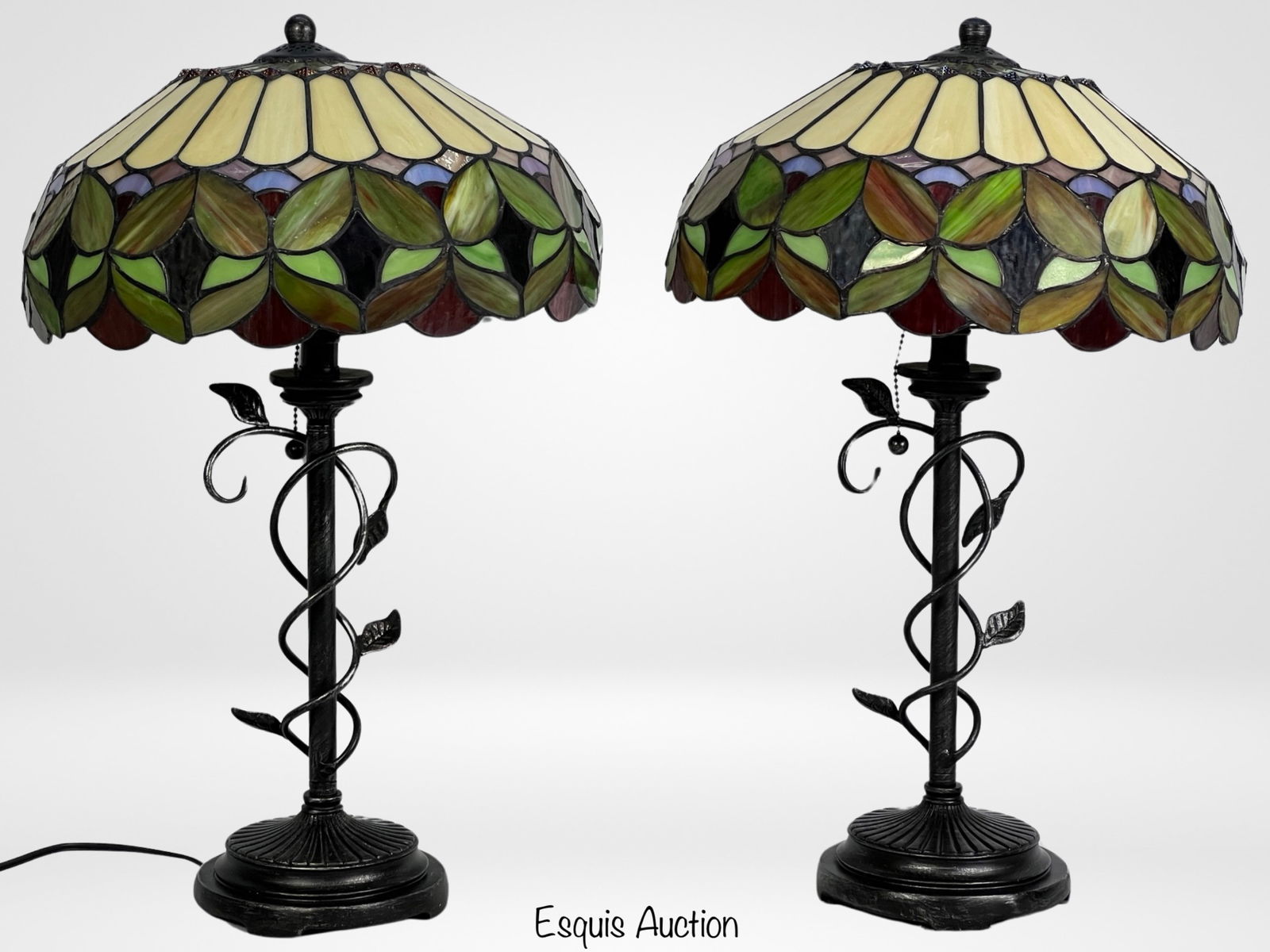 2 Tiffany style Stained Glass Belle Table Lamps (1 of 4)