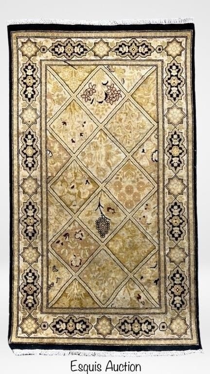 Hand Knotted Persian Mogul Wool Area Rug: Enhance the beauty of your living space with this exquisite hand-knotted Persian Mogul 100% wool rug. Measuring 44" x 25", this rug is a testament to the timeless craftsmanship and artistry of Persian