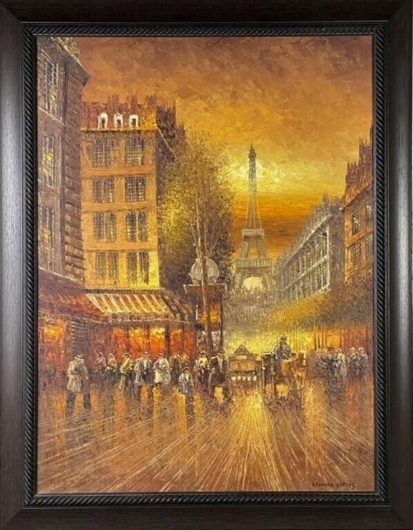 Edouard Cortes (in Style) Parisian Scene Painting: This exquisite Parisian scene, an original oil painting on canvas, pays homage to the style of the esteemed French artist Edouard Leon Cortes. The artwork captures the allure of Paris with its charmin