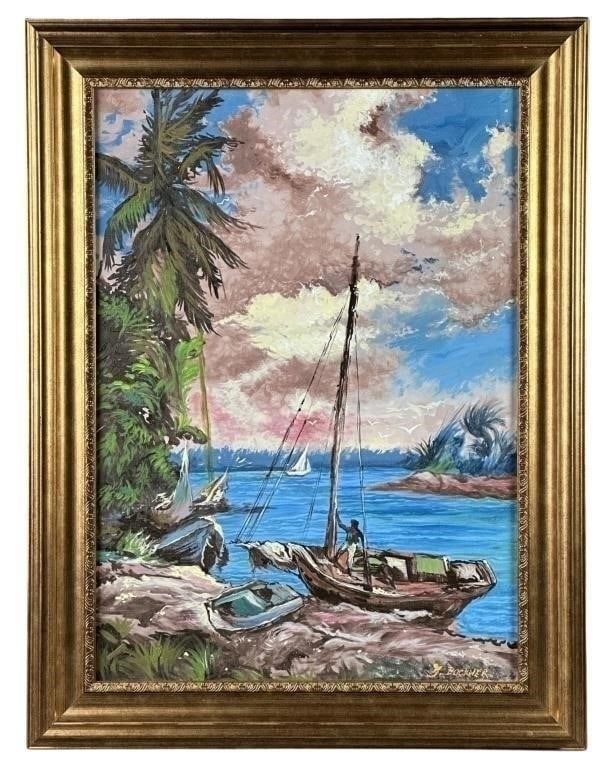 Florida Seashore Painting manner of George Buckner (1 of 3)