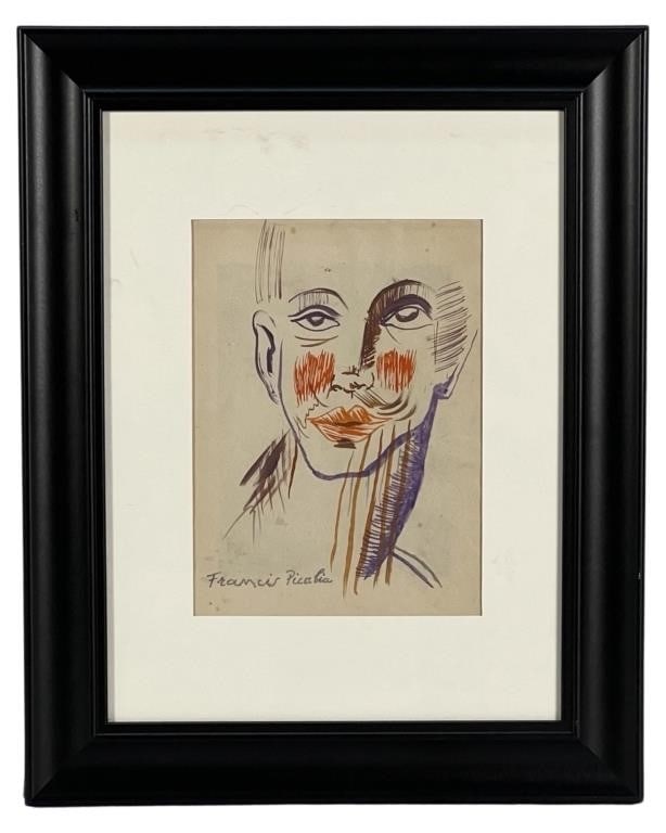 Modernist Dada Drawing in style of Francis Picabia: This Modernist Dada drawing, reminiscent of the style of Francis Picabia, is a captivating exploration of portraiture. It presents a lady's portrait with intriguing elements that reflect the avant-gar