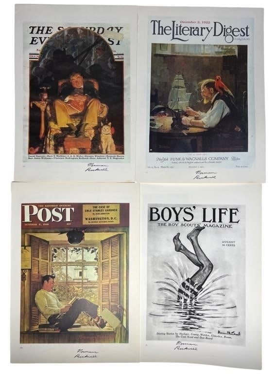 Norman Rockwell Set of 4 Signed Art Book Pages (1 of 10)