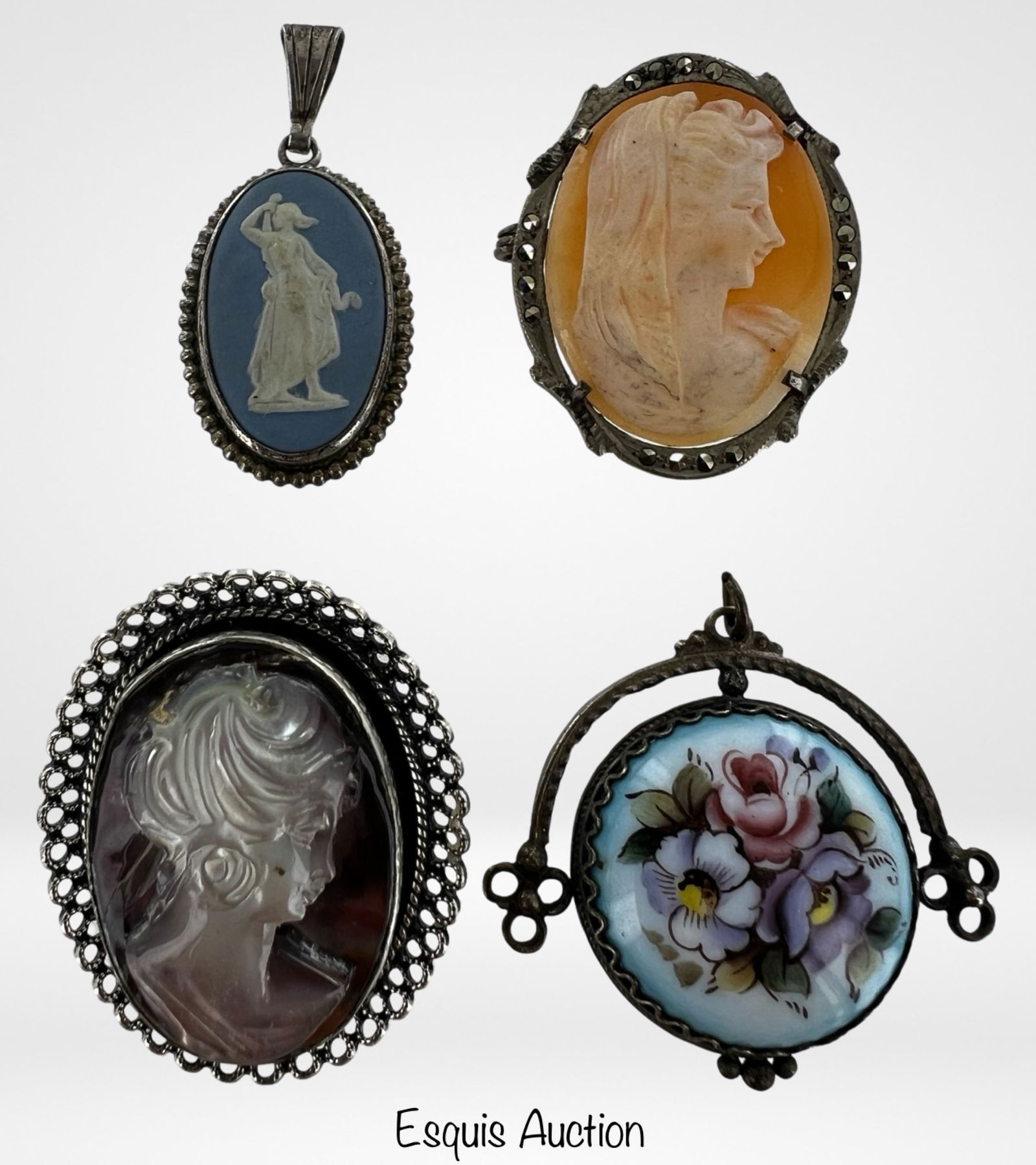 Vintage Sterling Silver Pendants & Brooches- Cameo (1 of 3)