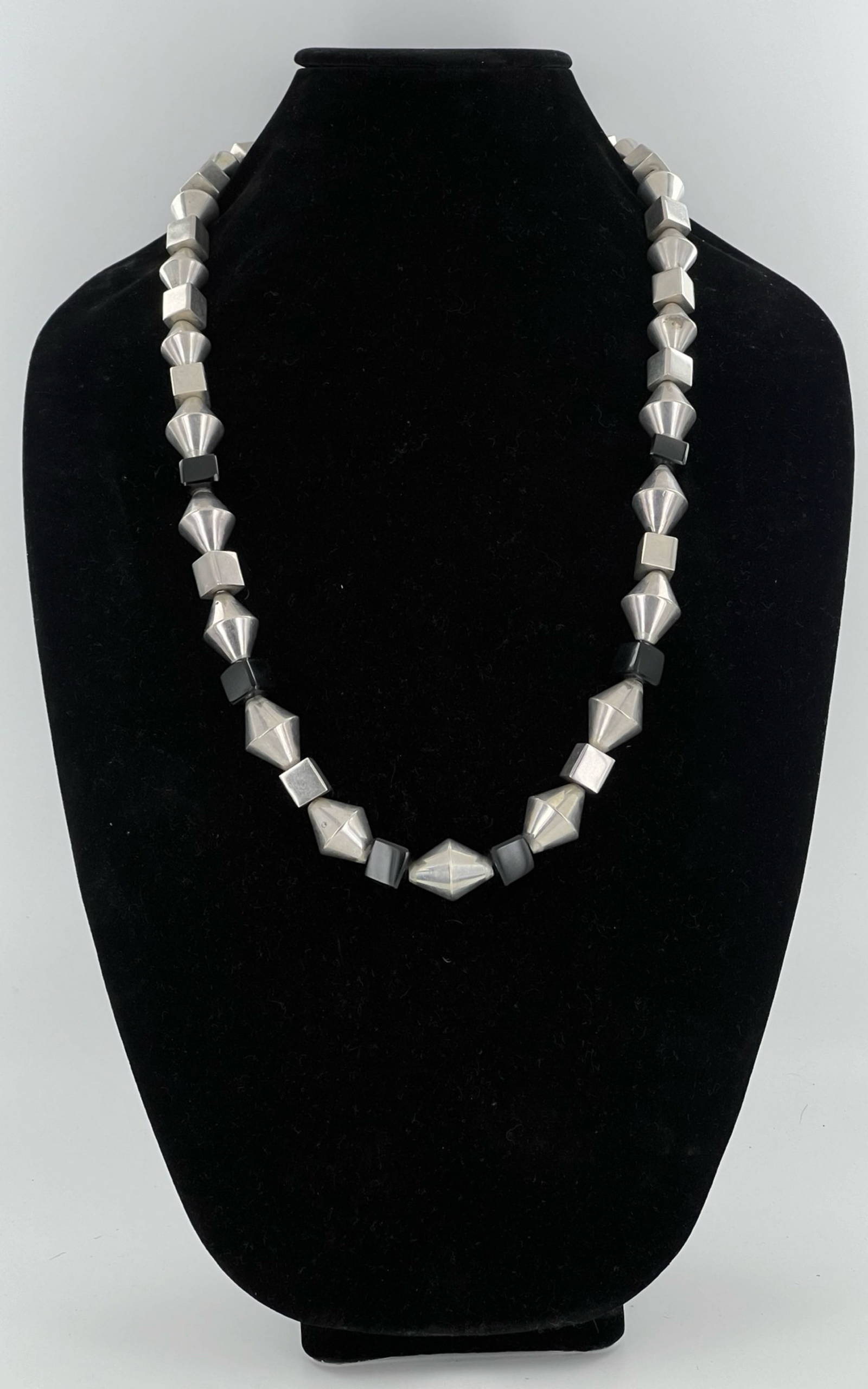 Taxco Sterling Silver Geometric Beads Necklace Auction