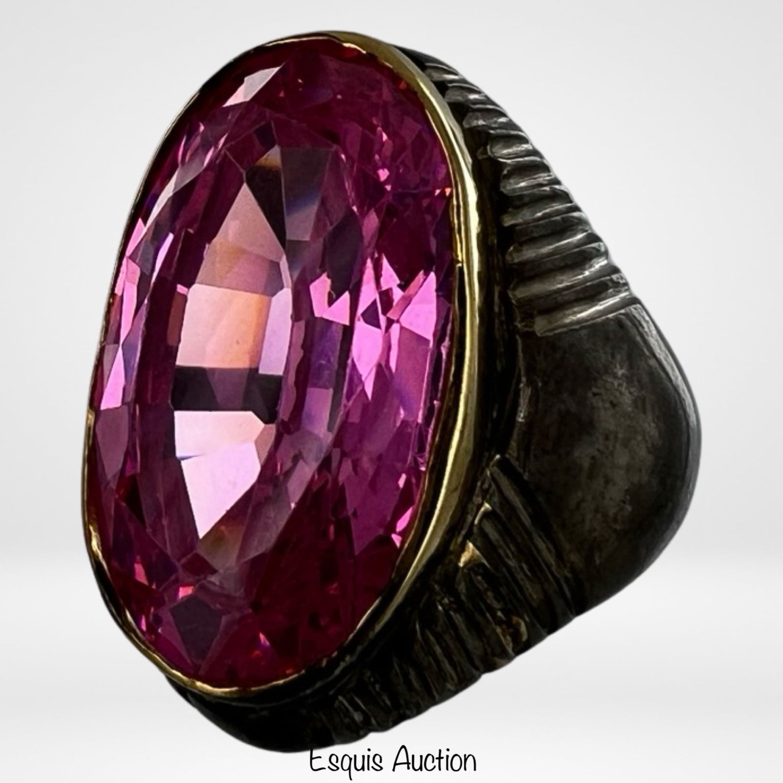 Massive Sterling Silver Pink Tourmaline Ring (1 of 5)