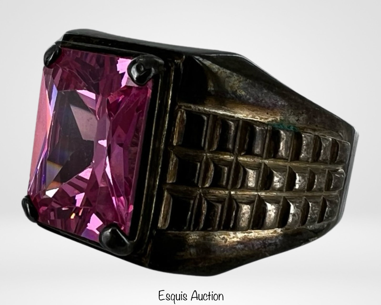 Massive Sterling Silver & Large Purple Stone Ring (1 of 5)