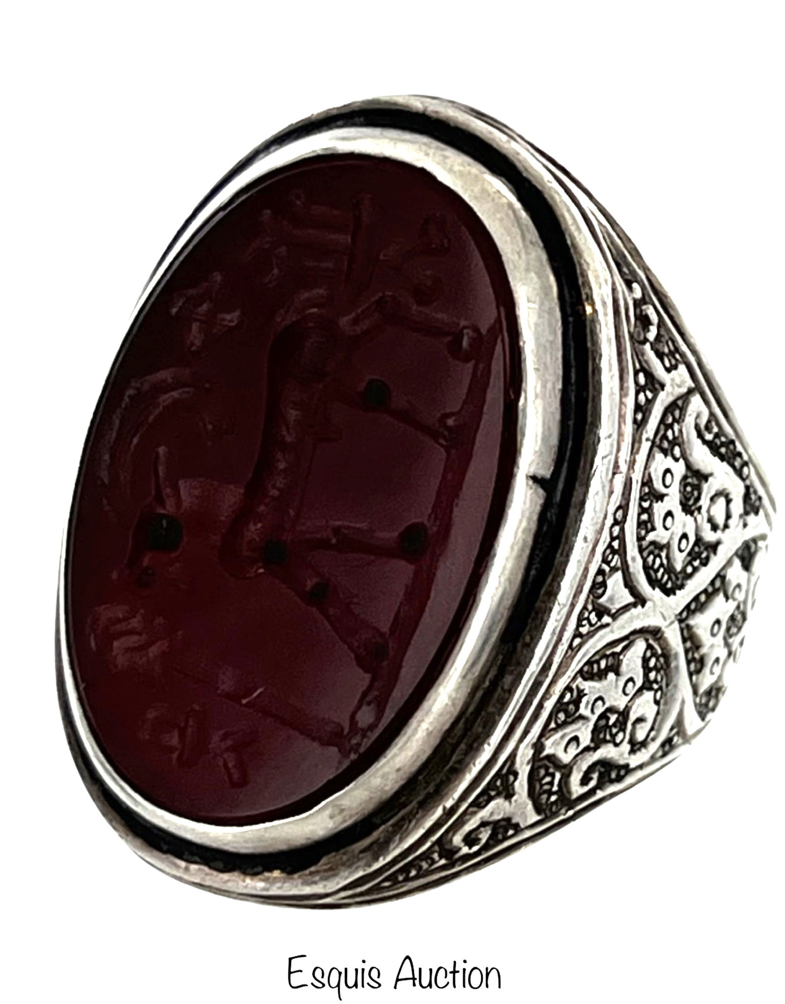 Intaglio Carnelian Men's Sterling Silver Ring (1 of 5)
