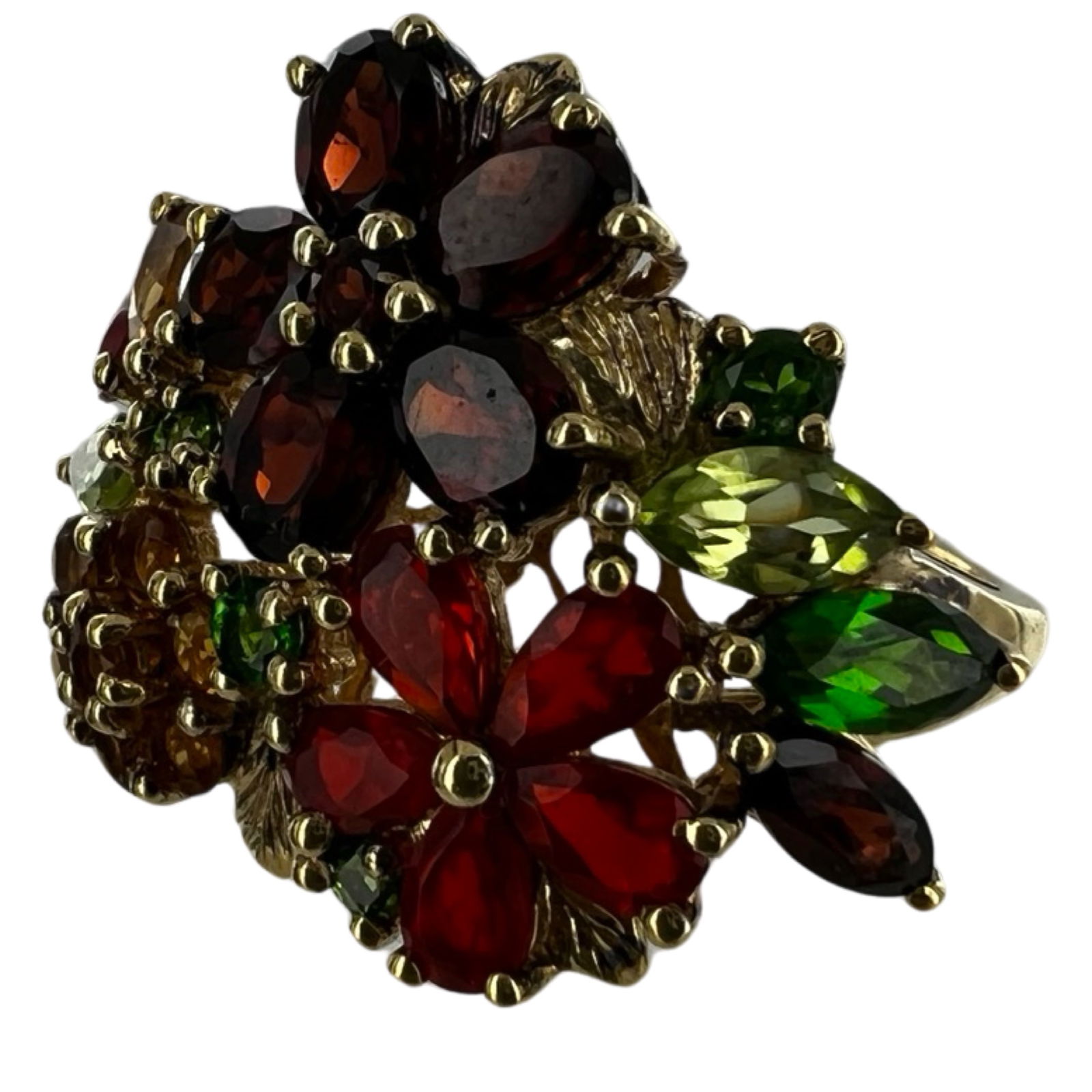 Sterling Silver "Holiday" Ring Garnets & Diopside (1 of 5)
