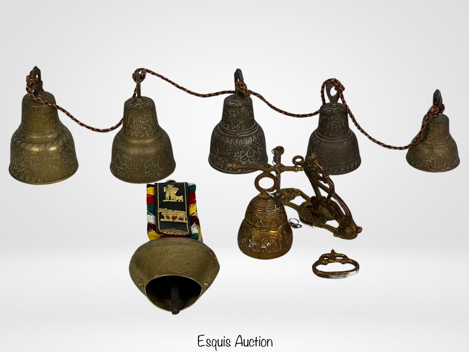 Group of Vintage Brass Bells- Camel, Cow (1 of 5)