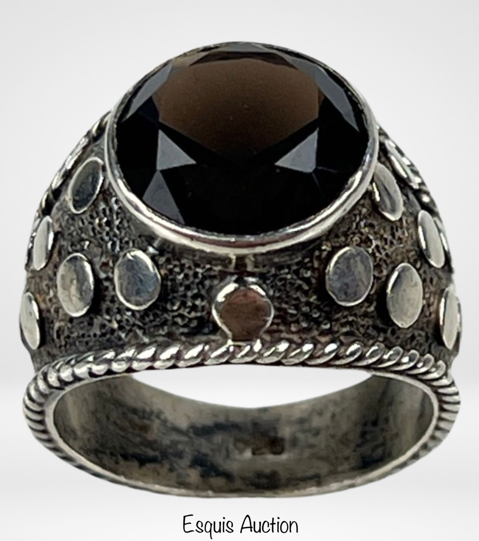 Vintage Lady's Sterling Silver & Smoky Quartz Ring (1 of 5)