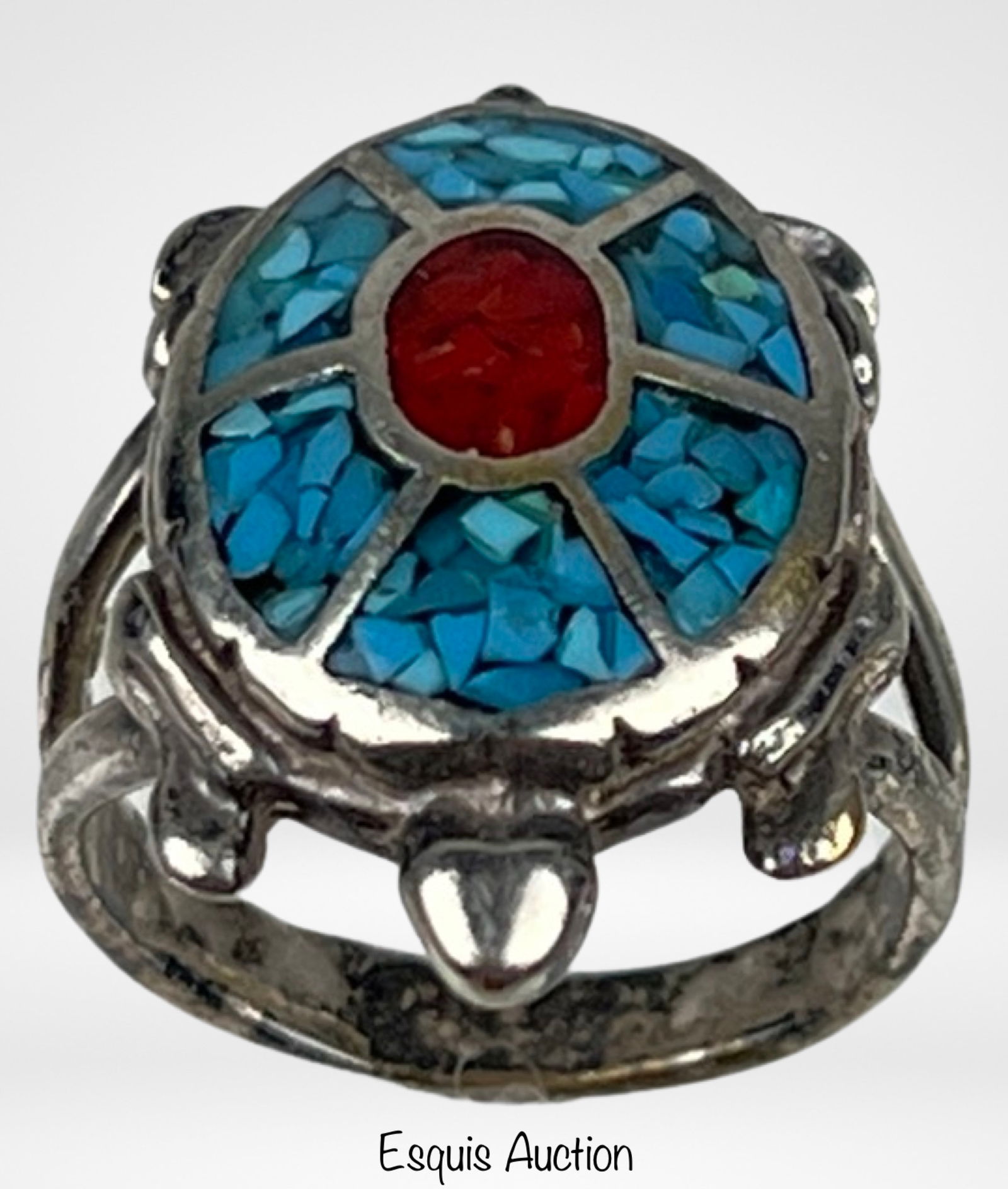 Native American Sterling & Turquoise Turtle Ring (1 of 4)