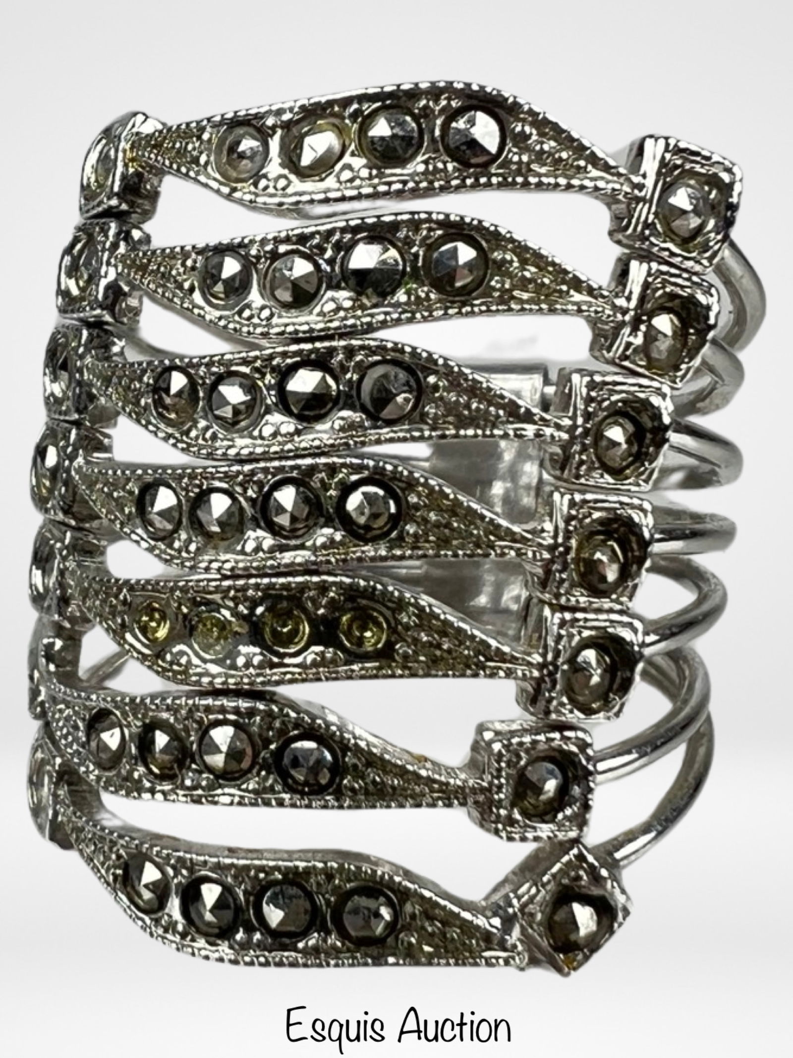 Lady's Sterling Silver Marcasite Multi Strand Ring (1 of 6)