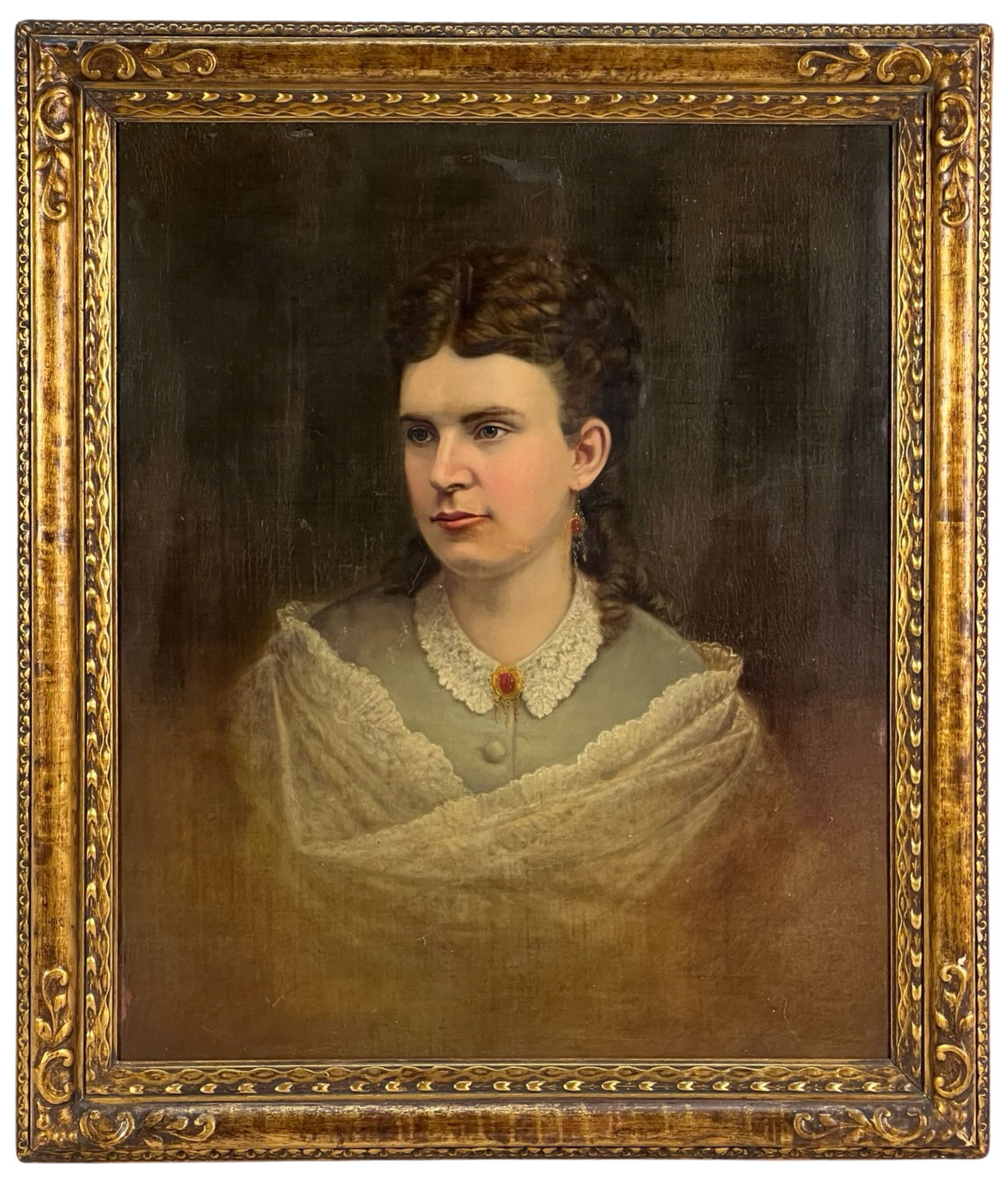 19th Century Victorian Lady Portrait Oil Painting (1 of 3)