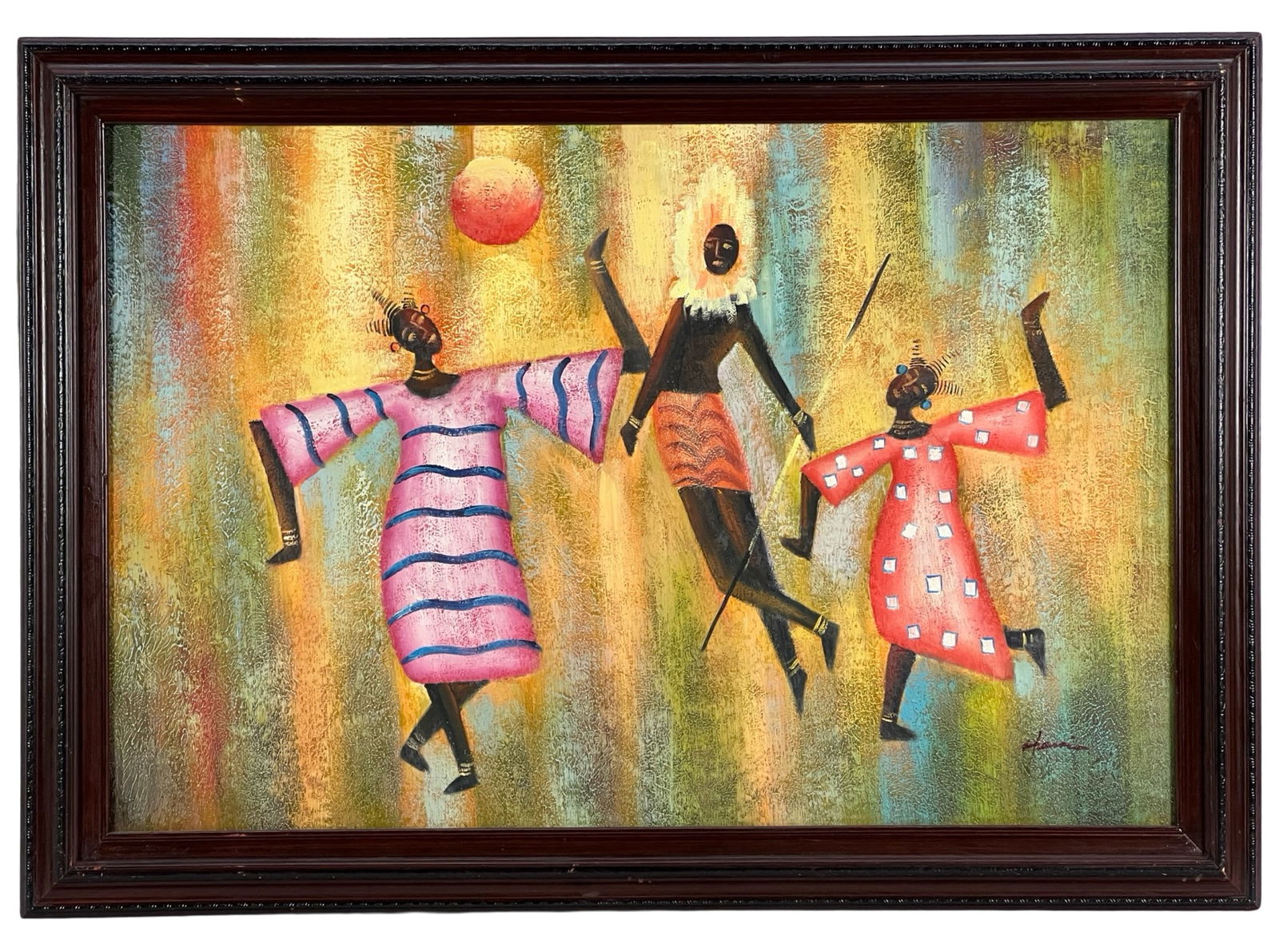 African Dancing People Oil Painting (1 of 3)