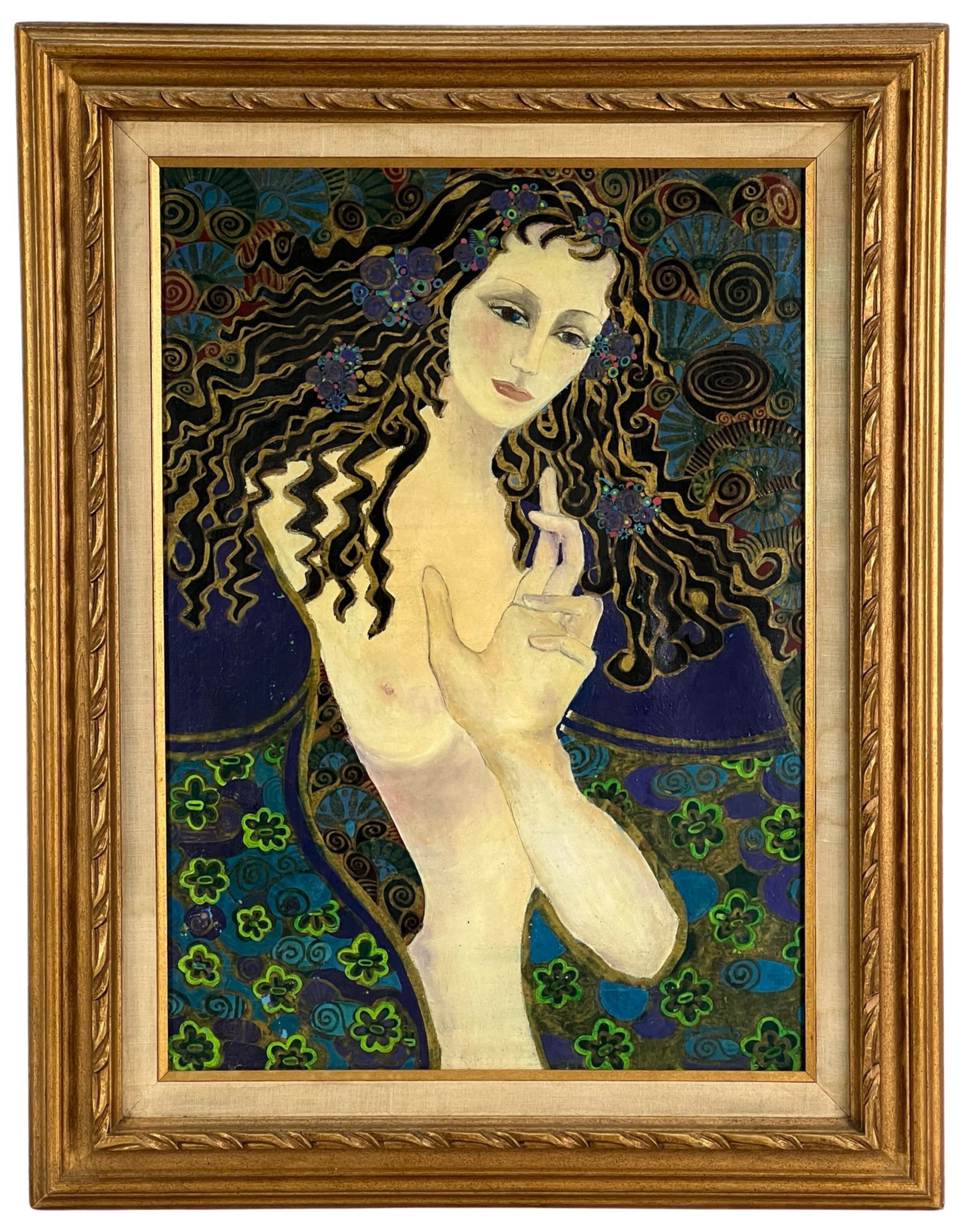 S. Donati- Art Nouveau Lady Portrait Oil Painting (1 of 3)