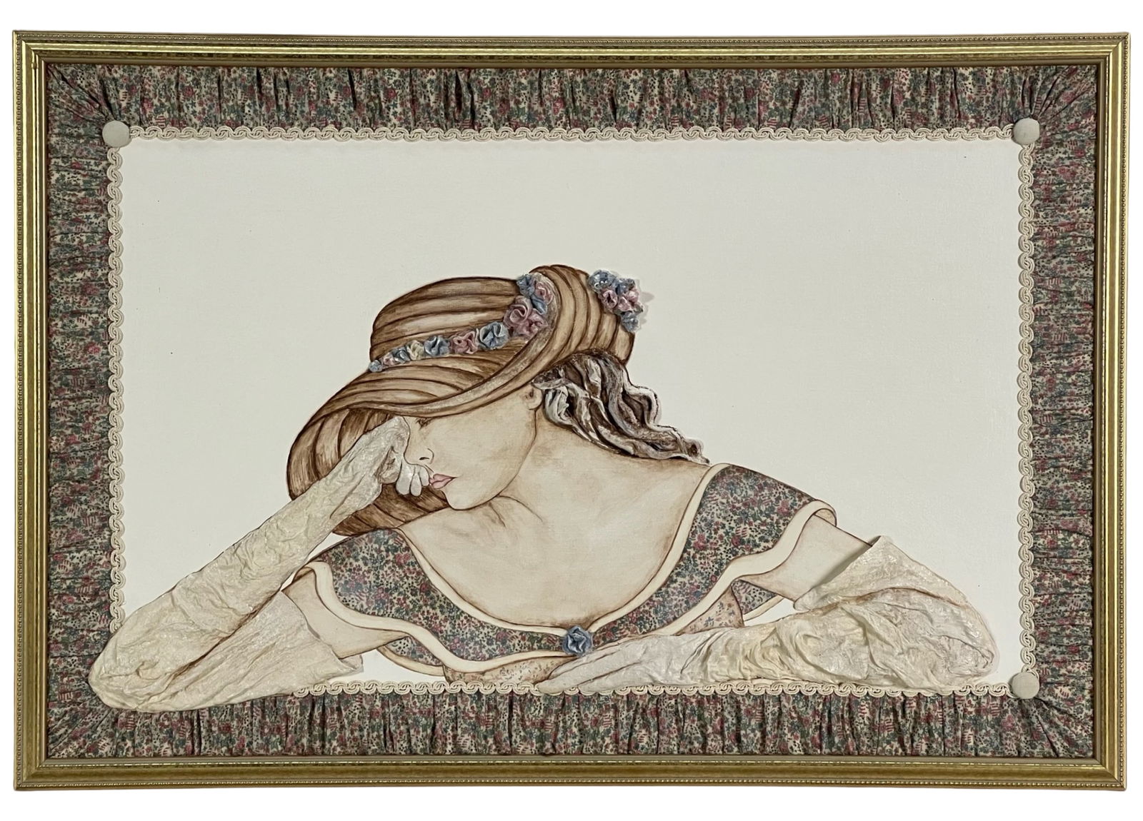 Mixed Media Bas-Relief Wall Art- Beautiful Lady (1 of 3)