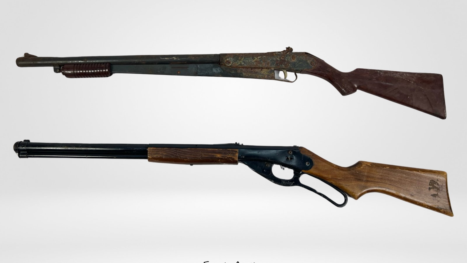 Two Vintage Daisy BB Guns- Red Ryder: Daisy Model No.1938 Red Ryder BB Gun and Daisy Pump BB Gun. Both are in as found condition, for repair or parts