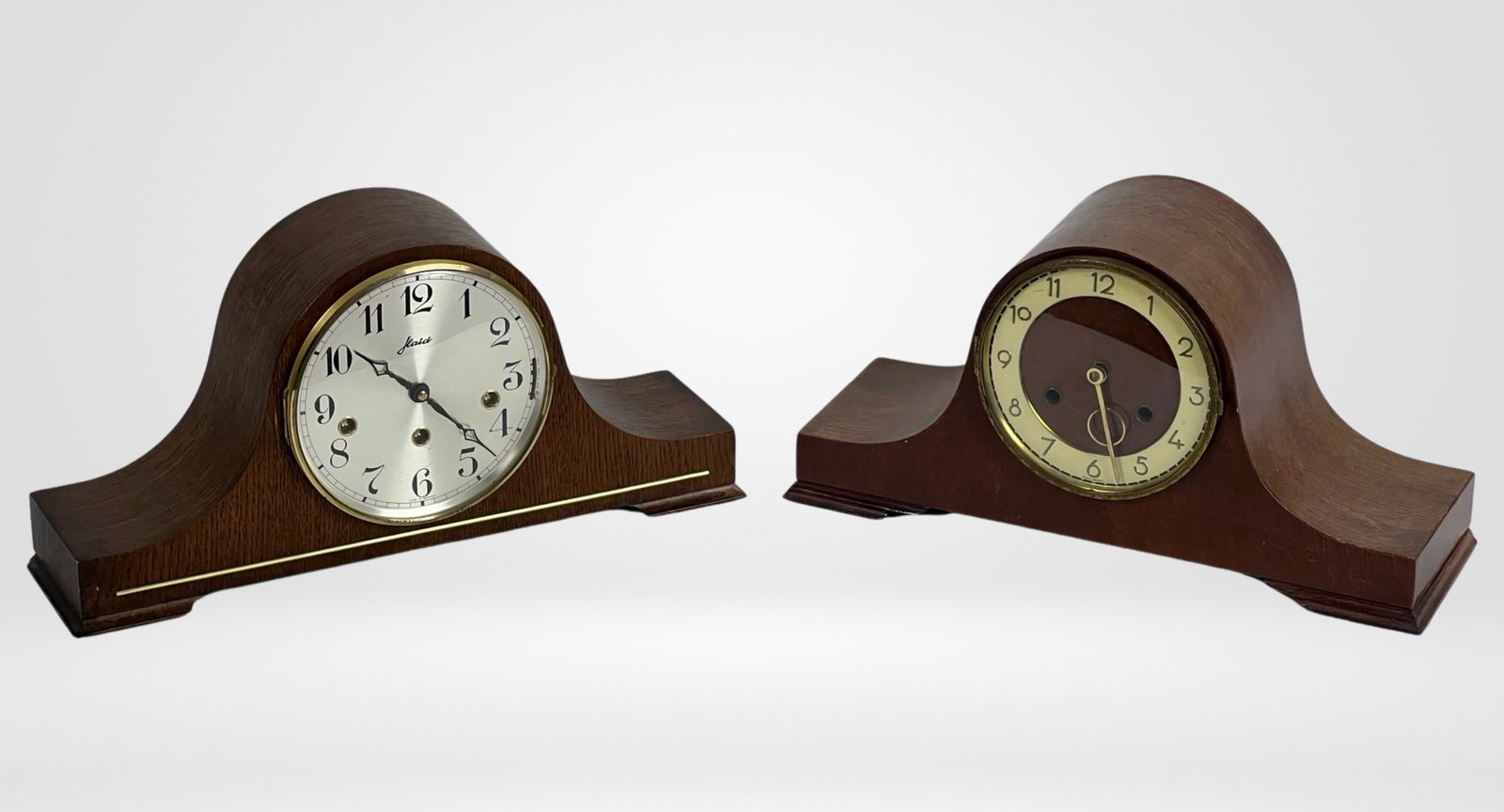Two Vintage Humpback Mantle Clocks (1 of 8)