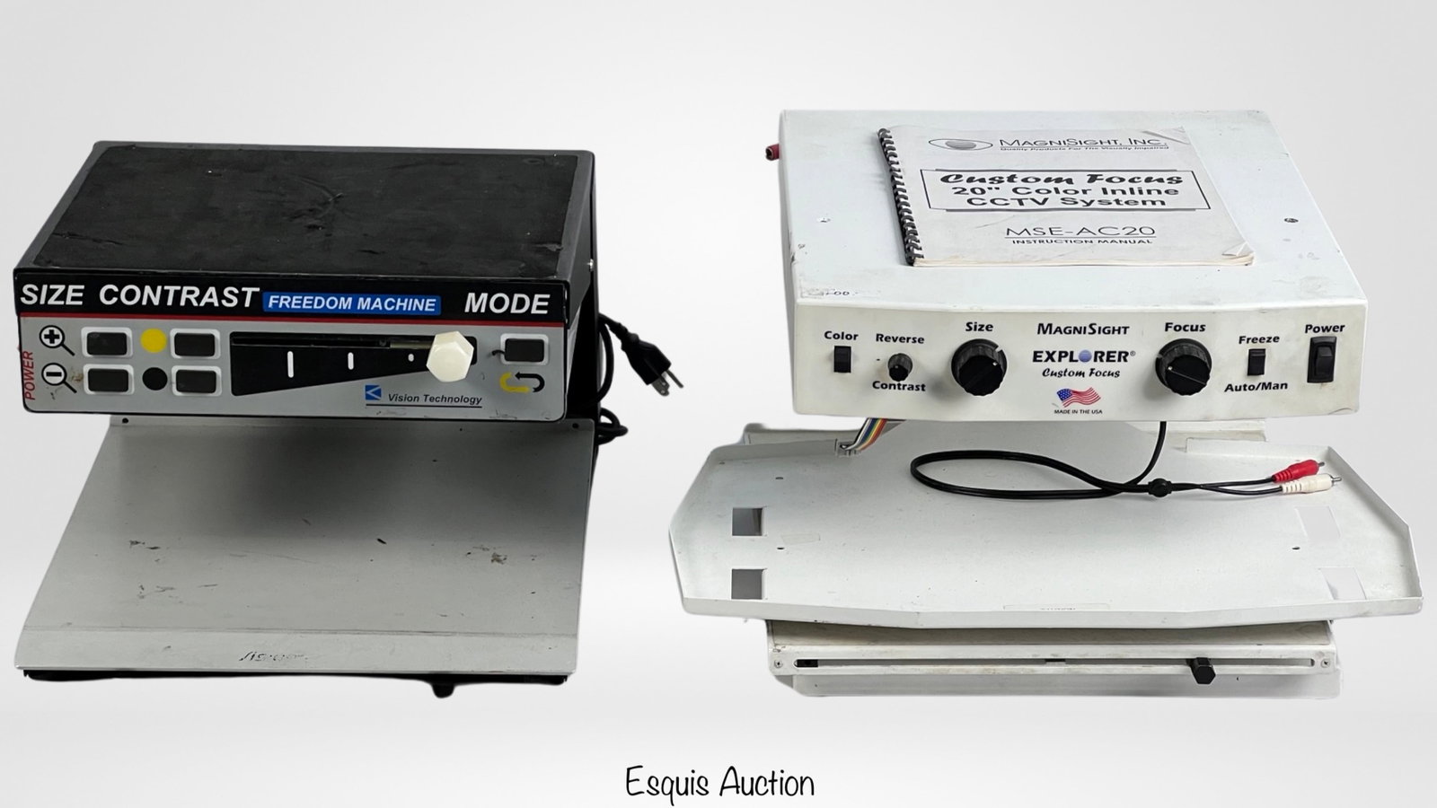 Two Electronic Magnifiers- Vision Technology & Mag: Vision Technology Size Contrast Freedom Machine Electronic Magnifier and Magnisight Explorer Custom Focus Electronic Magnifier