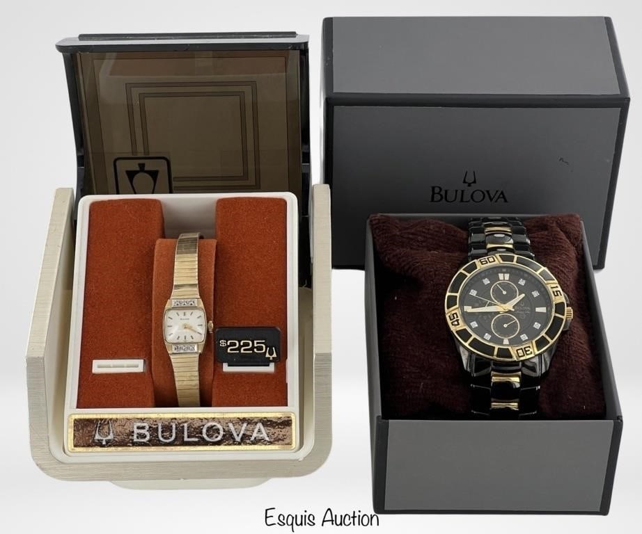 Bulova- His & Hers Wrist Watches in Original Boxes: Bulova- His & Hers Wrist Watches in Original Boxes. Appear to be in good overall condition, untested.
