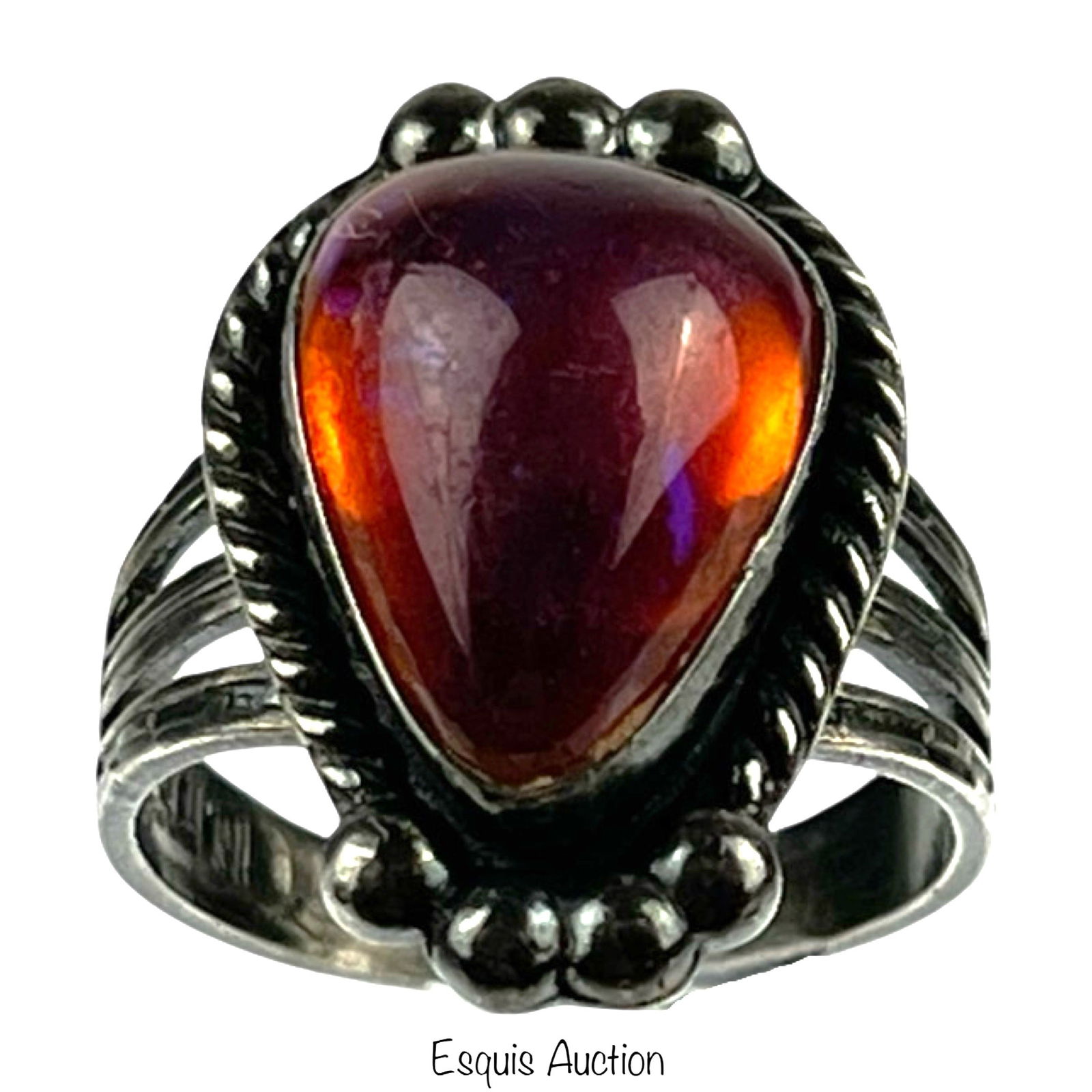 Dragon's Breath Opal Sterling Silver Lady's Ring (1 of 6)