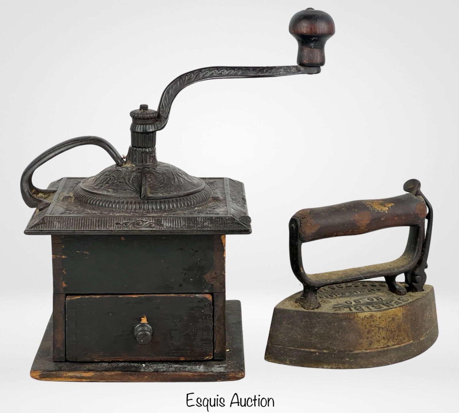Antique Coffee Grinder and Sad Iron (1 of 5)