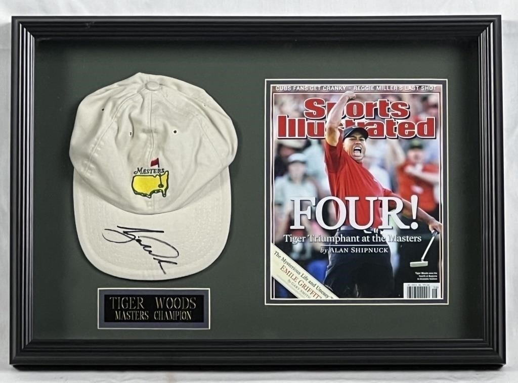 Tiger Woods Signed Masters Golf Cap in Shadow Box (1 of 3)