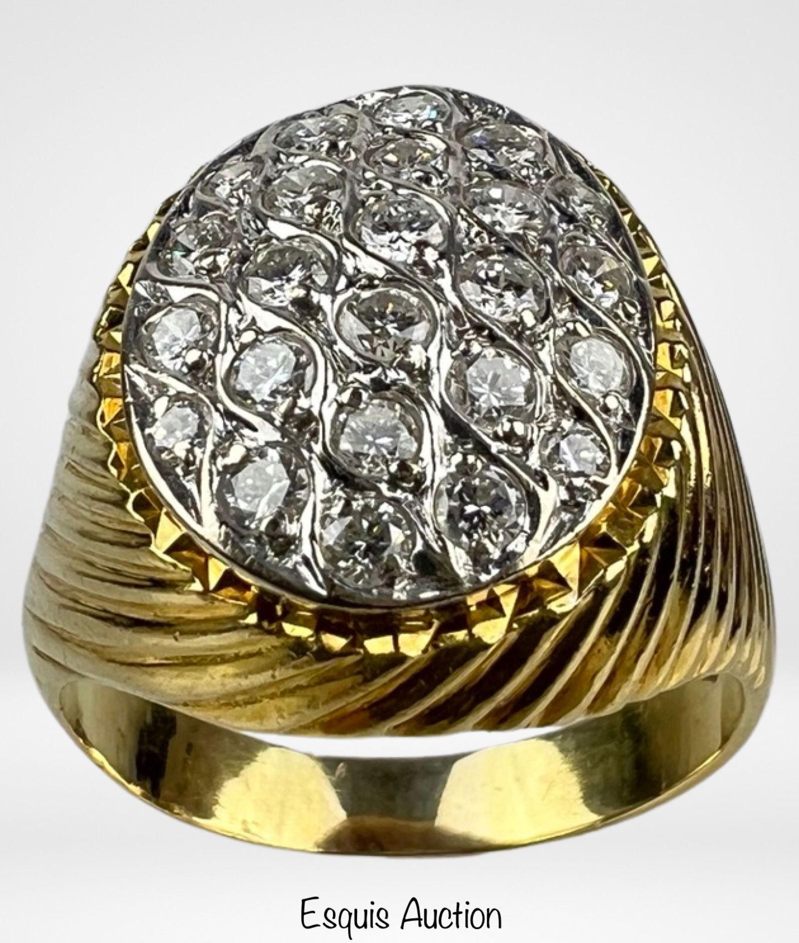 18k Gold Cluster Set Round Cut 24 Diamonds Ring (1 of 5)