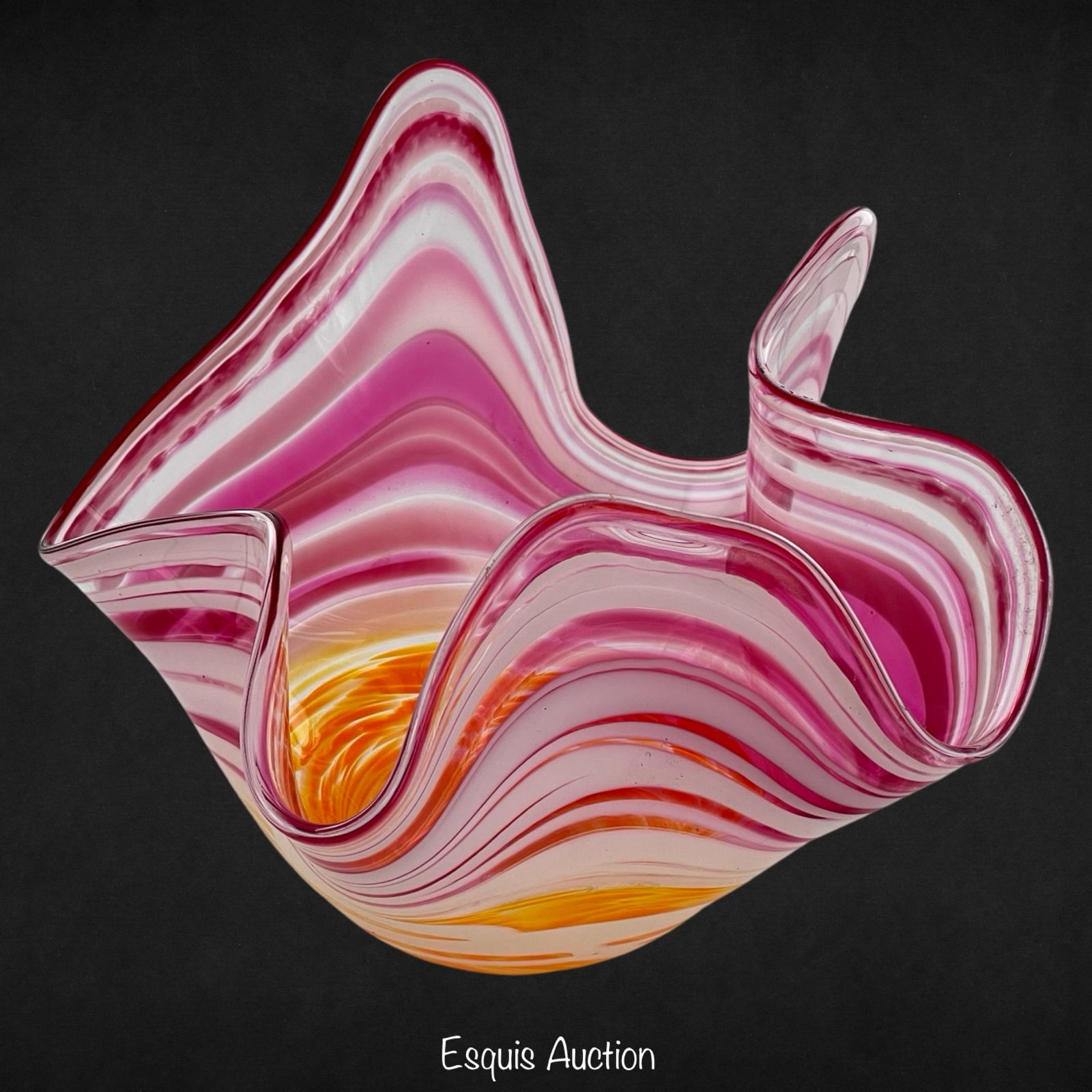 Hand Blown Handkerchief Abstract Art Glass Bowl: Elevate your art collection with this unique and exquisite Hand-Blown Handkerchief Abstract Art Glass Bowl, a one-of-a-kind piece that transcends traditional forms. Crafted by a skilled artisan, the b