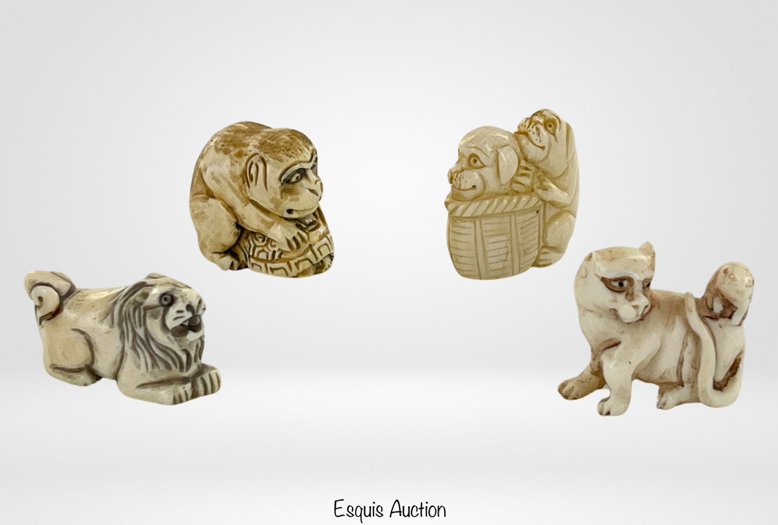Group of Vintage Japanese Netsuke Carved Figures (1 of 4)