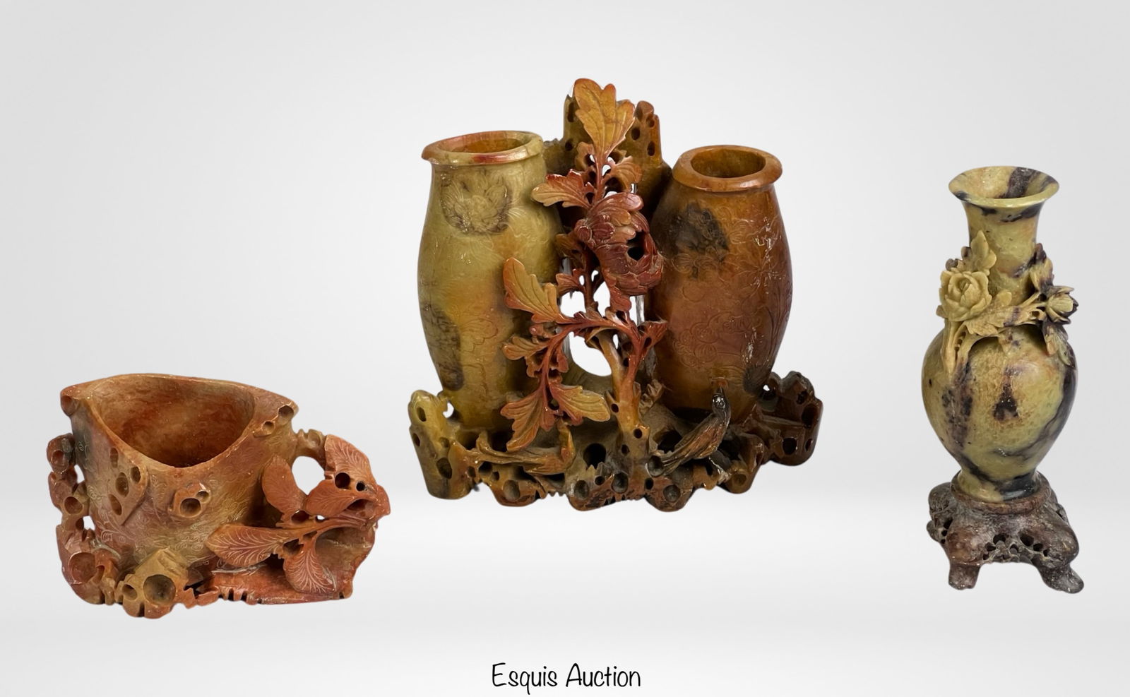 Vintage Asian/ Chinese Soapstone Carved Vases (1 of 4)