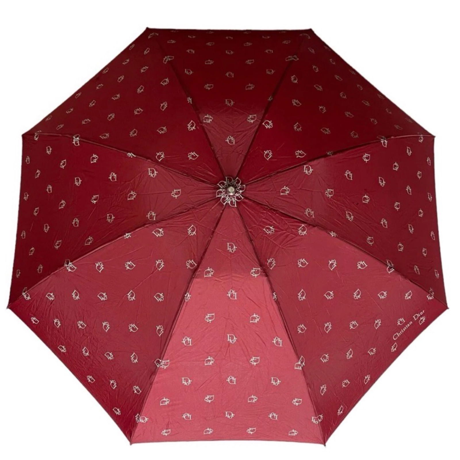 Vintage MAROON & SILVER Christian Dior Umbrella (1 of 9)