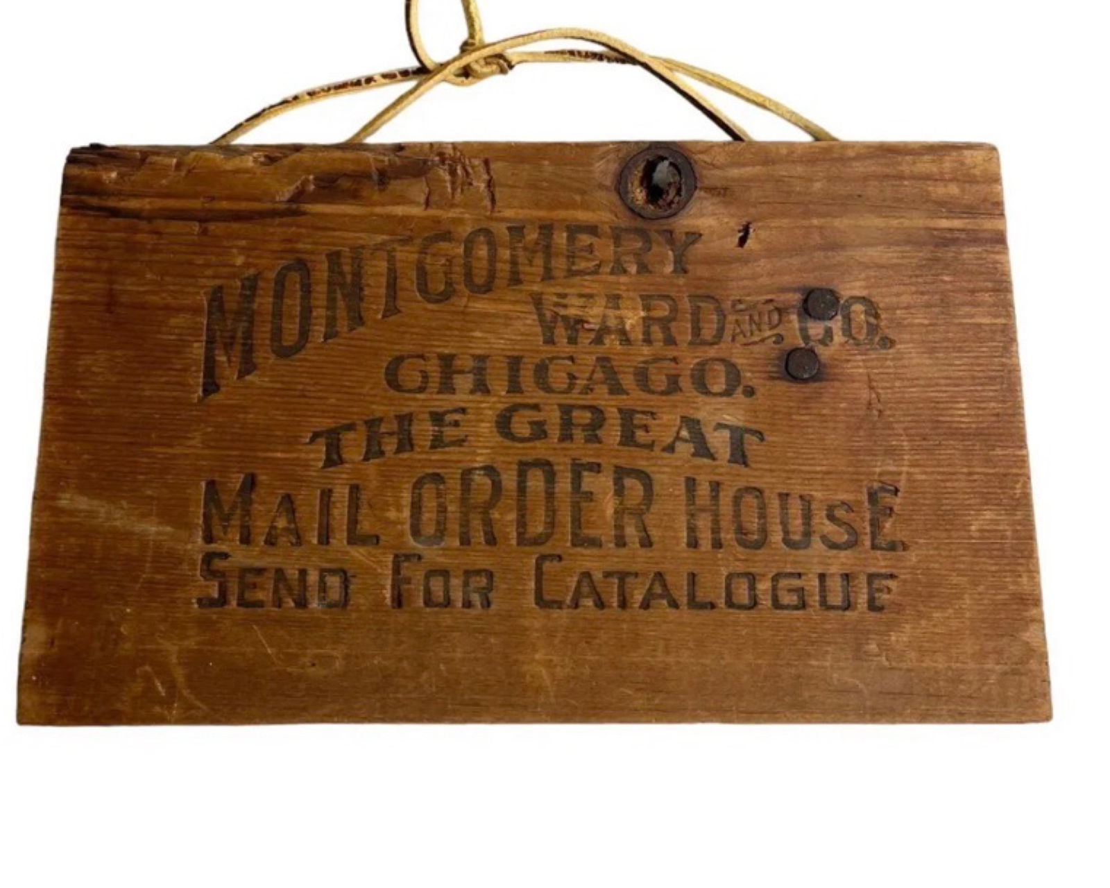 MONTGOMERY WARD & CO. WOODEN ADVERTISING SIGN (1 of 4)