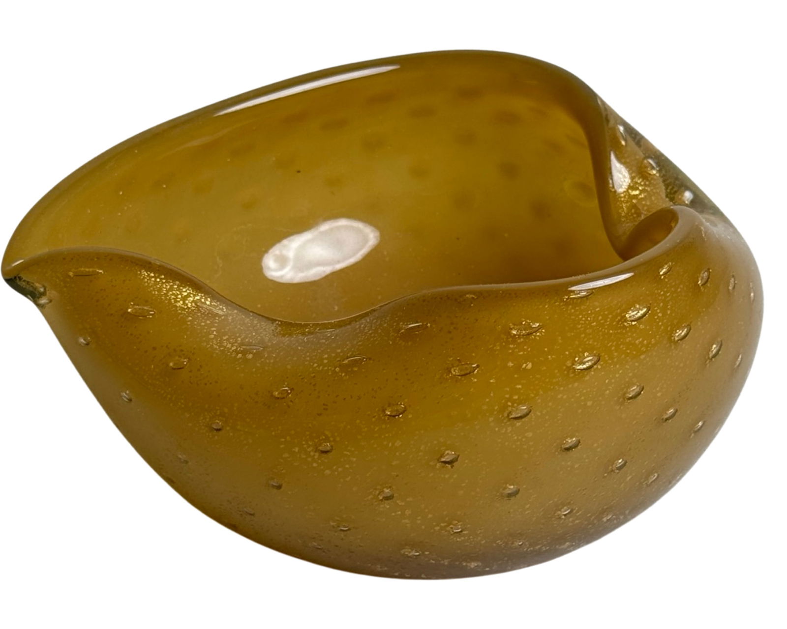 Vintage MCM Seguso Murano Glass Bowl Gold Flecked (1 of 5)