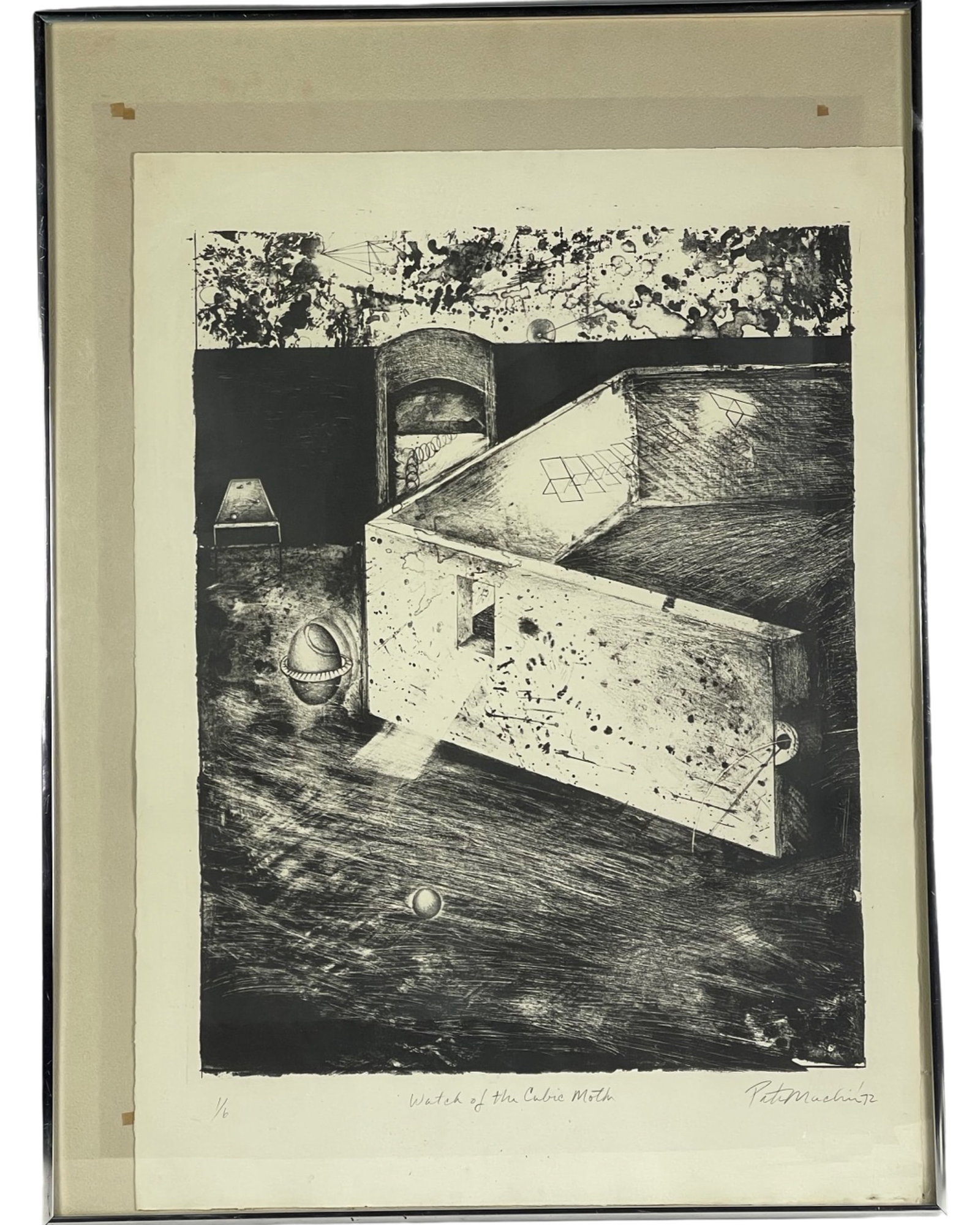 Vintage1972 Modernism Surrealism Intaglo Etching: Vintage 1972 Modernism Surrealism Intaglo Etching Artist Signed On Pencil Limited Edition.Good Condition,Size 34x25 Inches
