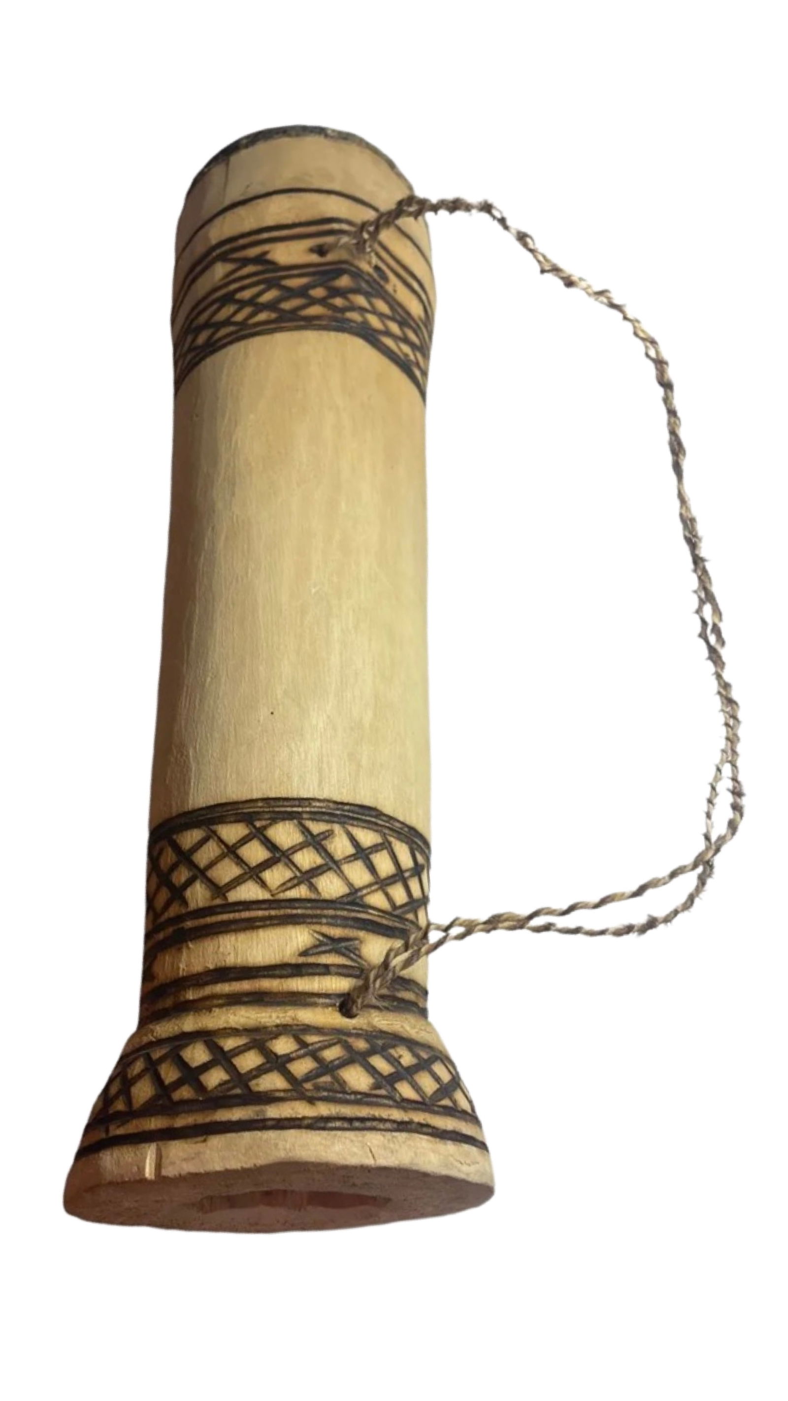 Cylindrical Drum Pythons Skin Engalabi Wooden: Engalabi Wooden Carved Long Cylindrical Drum Pythons Skin Cow Hide Strap.Good Condition,Size 19x5 Inches