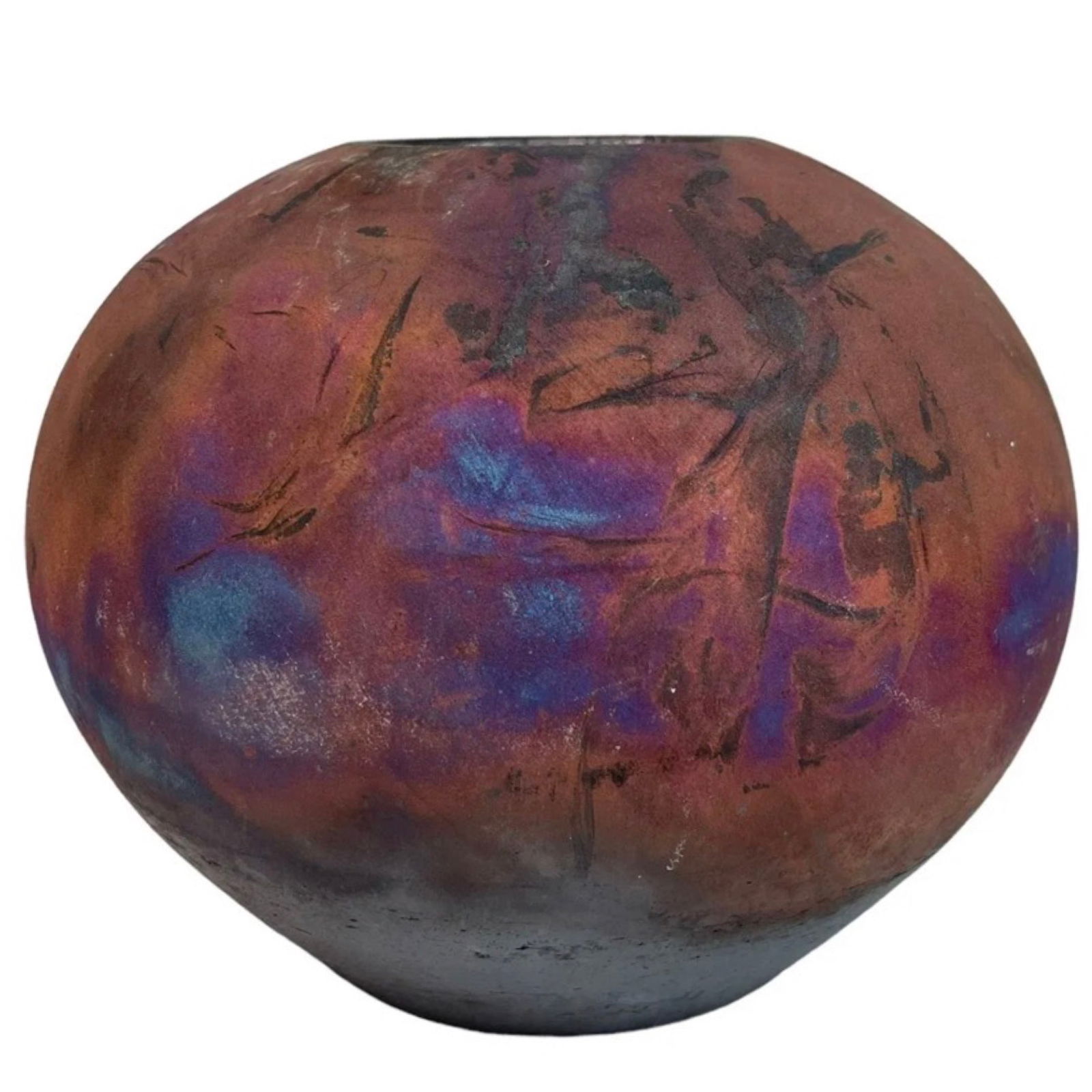 RAKU Centerpiece VASE FIREWORKS Cooper Signed (1 of 7)